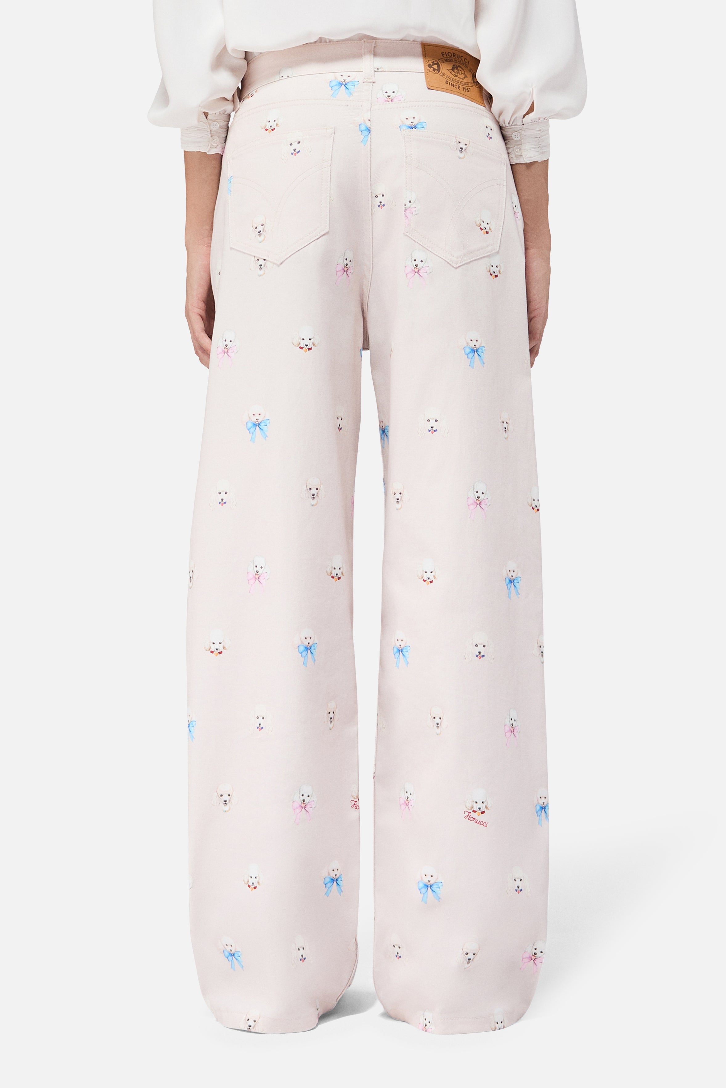 Poodle Print Heavy Cotton Baggy Jeans Pink