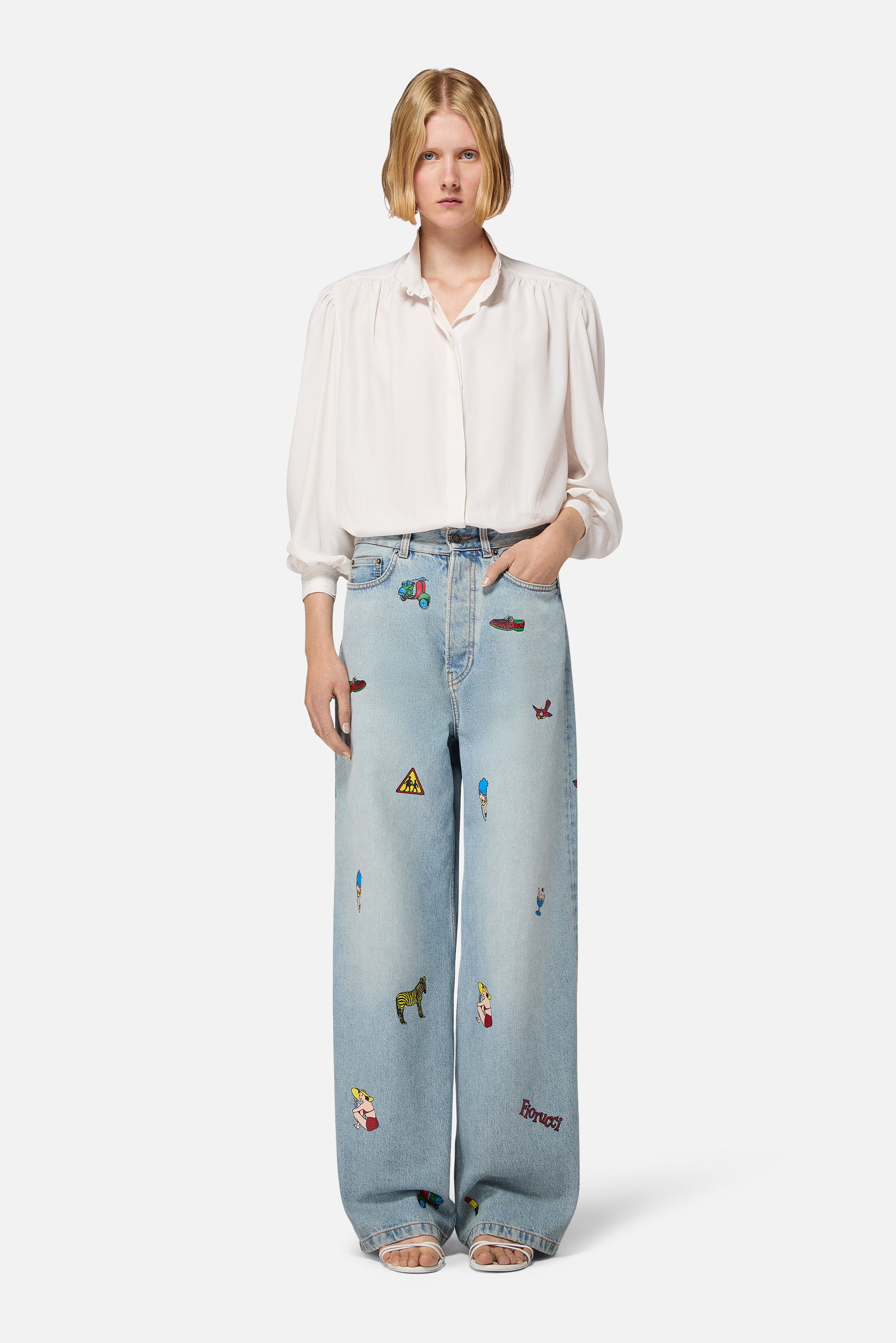 Toys Print Baggy Jeans Light Blue