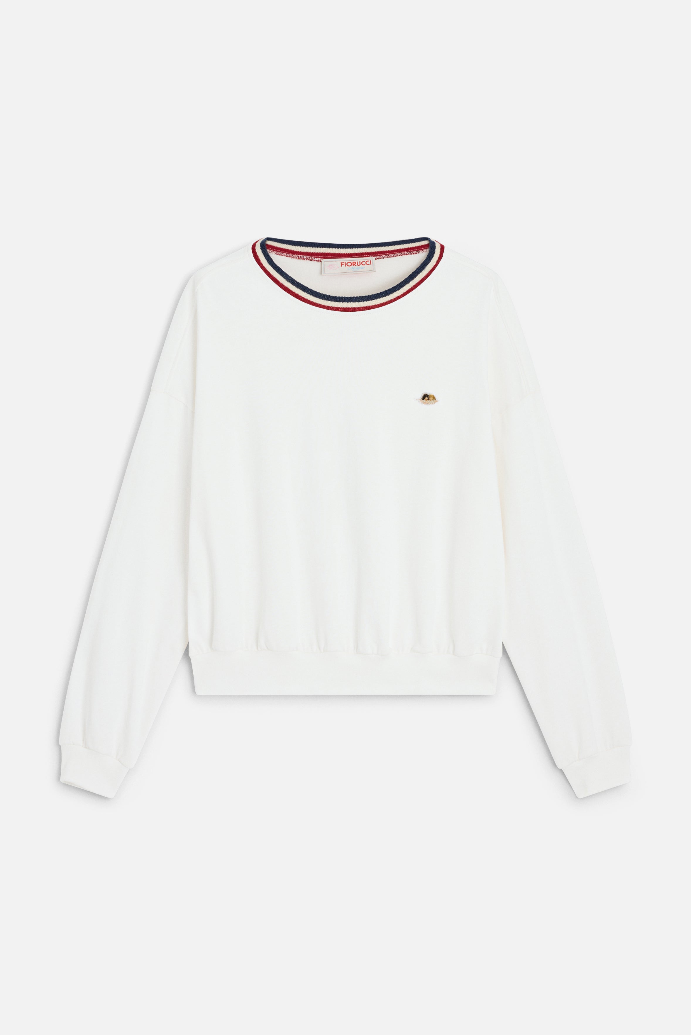 Stripe Collar Long Sleeve T-Shirt White