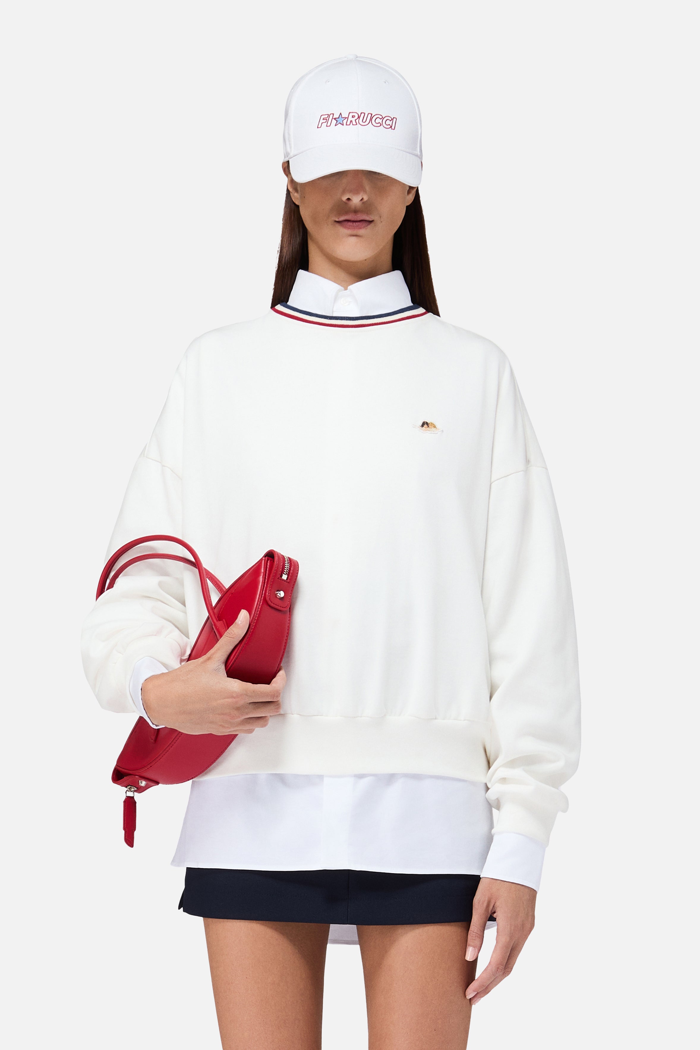 Stripe Collar Long Sleeve T-Shirt White