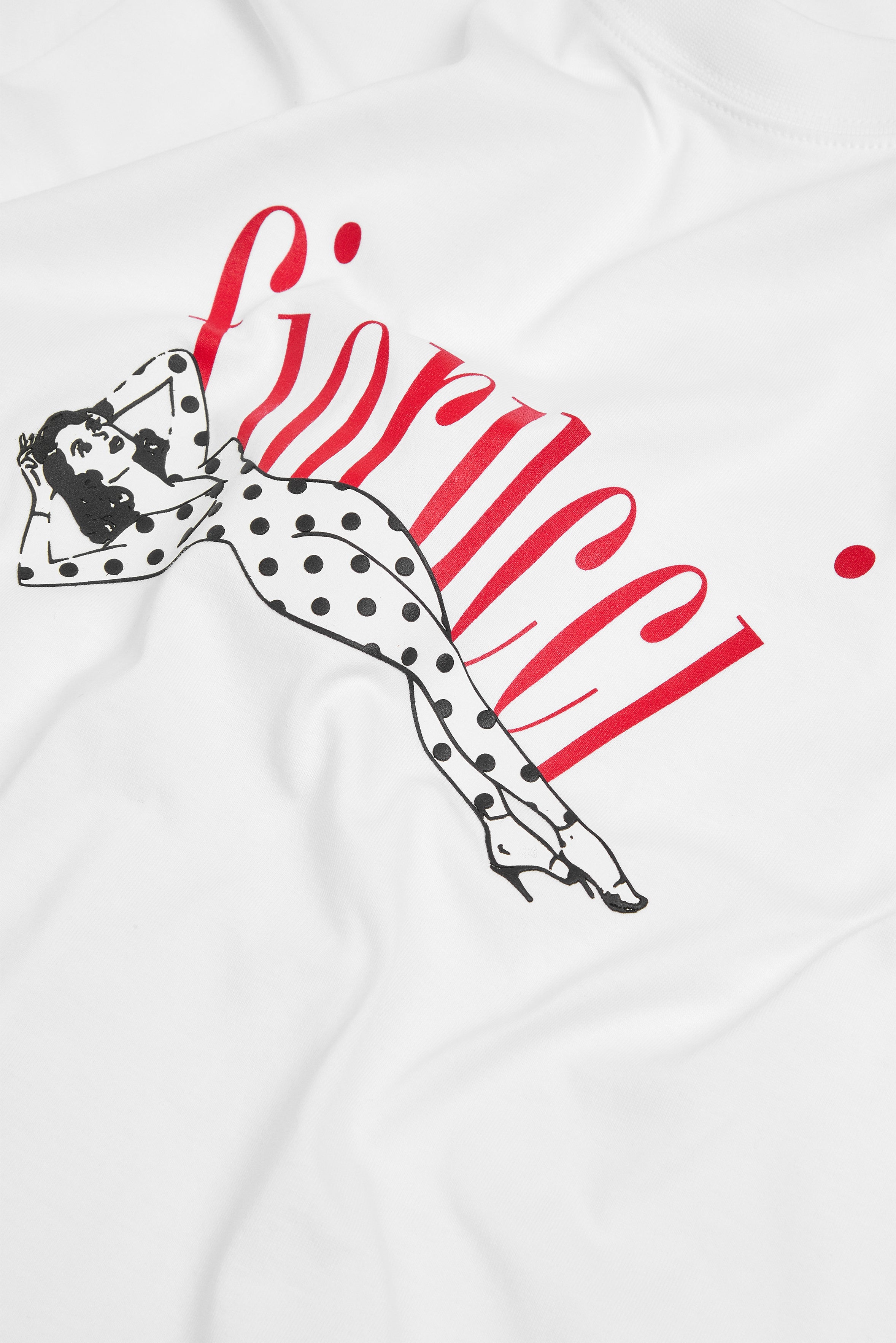 Polka Dot Pin Up Logo Regular T-Shirt White
