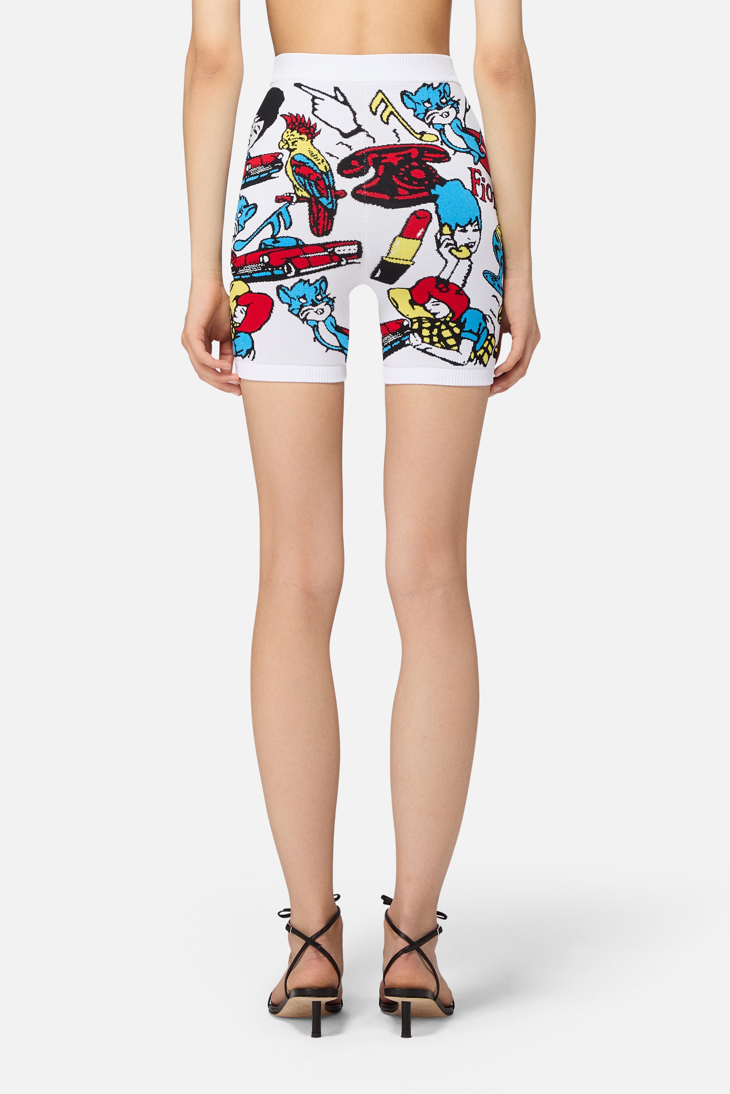 Toys Print Knit Biker Shorts White