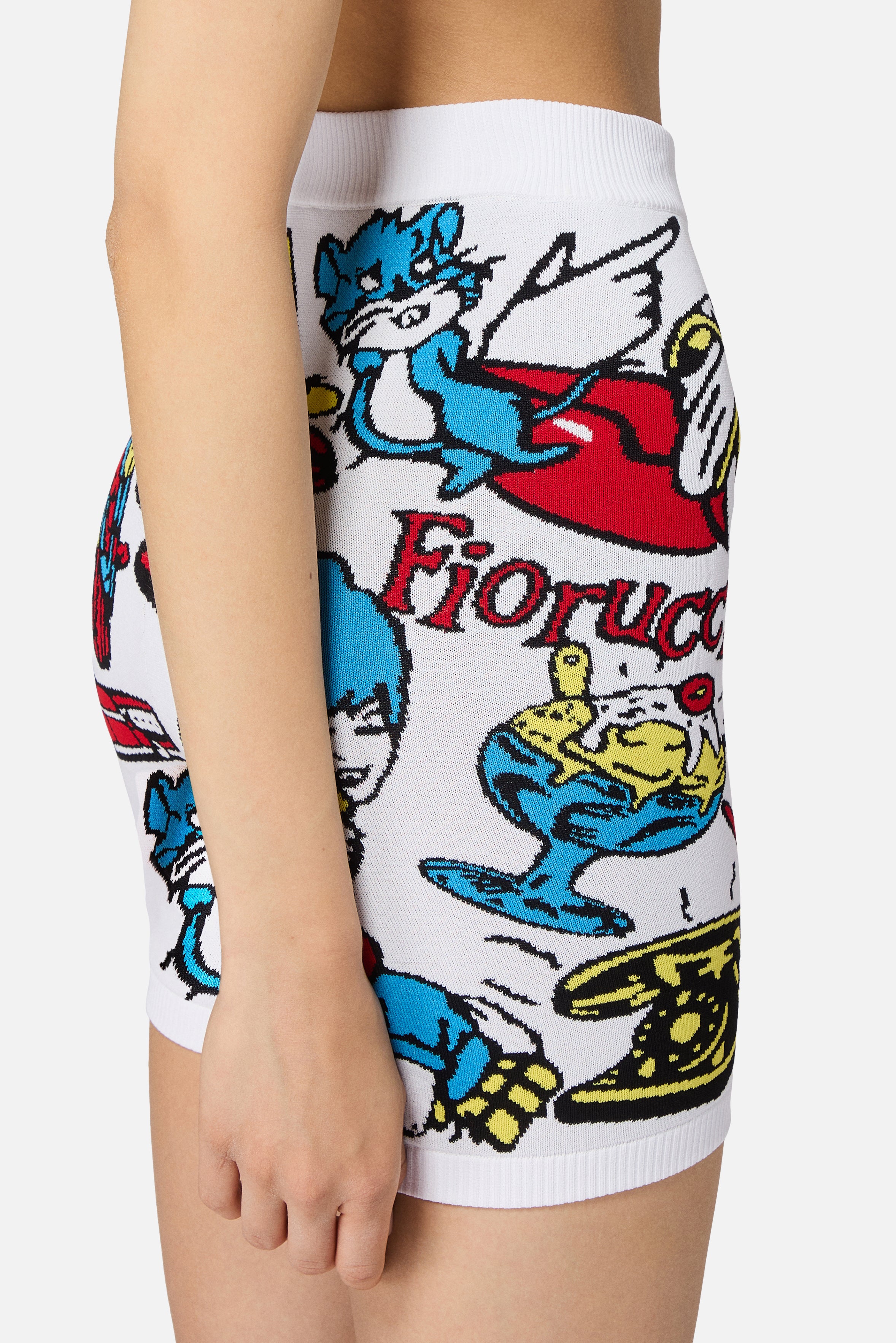 Toys Print Knit Biker Shorts White