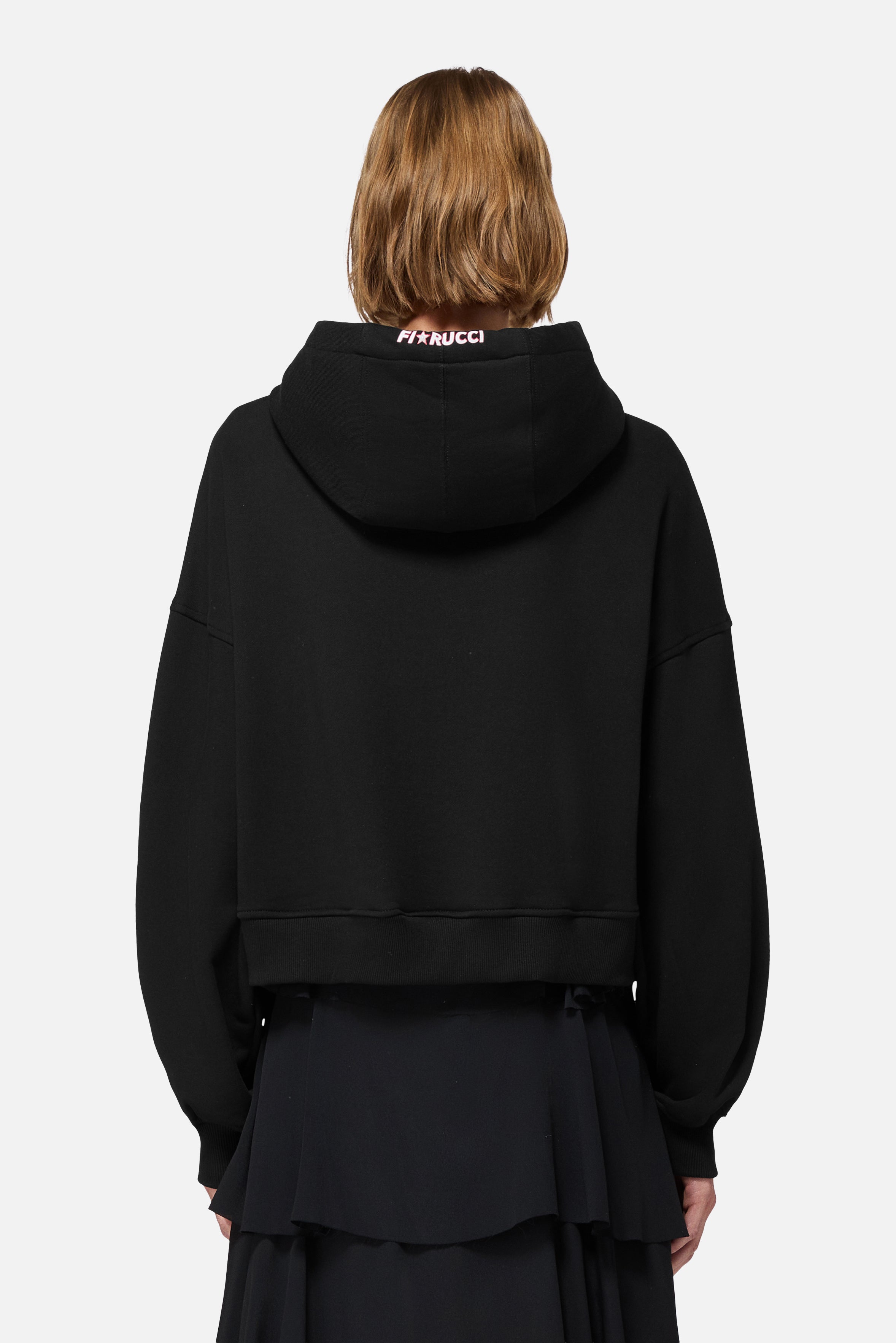 Stars Cropped Hoodie Black