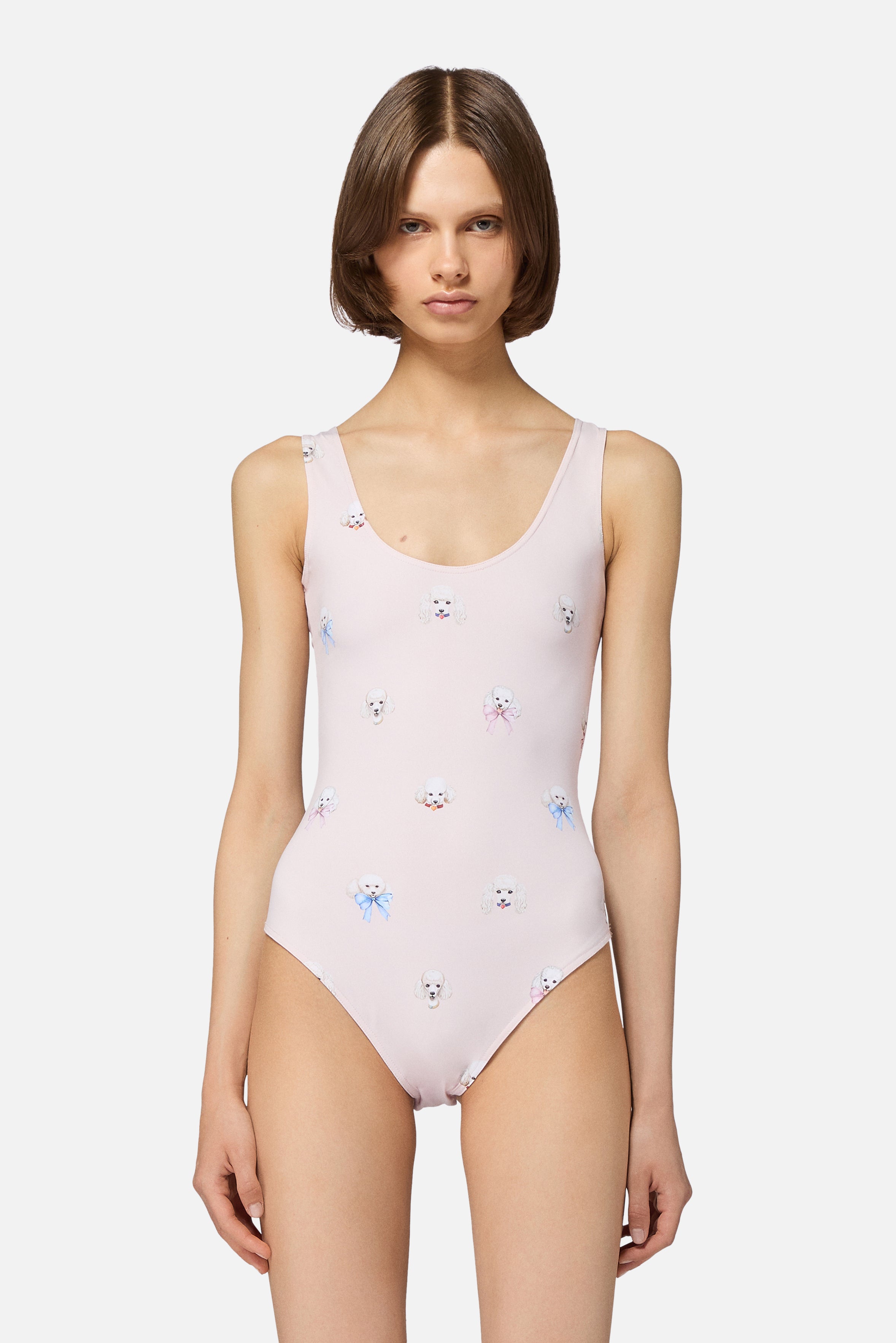 Poodle Print Bodysuit Pink