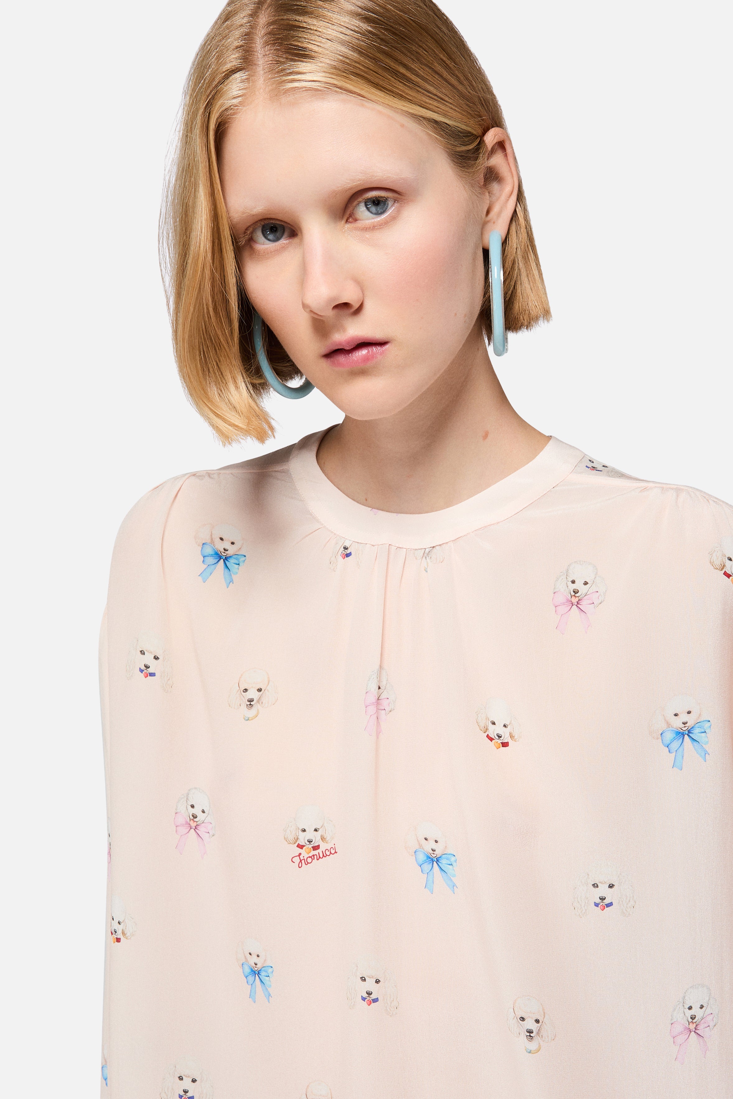 Poodle Print Blouse Pink