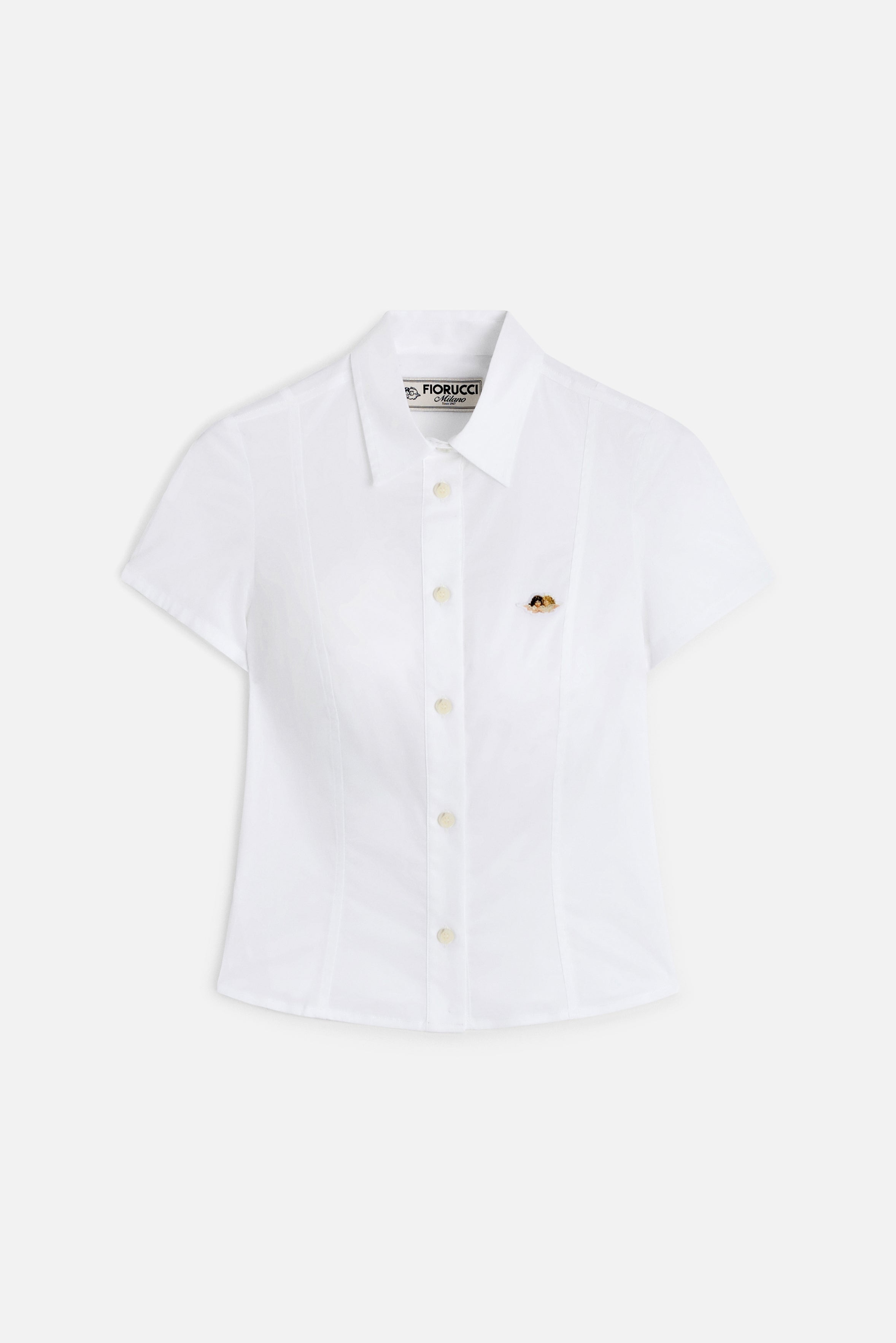 Cropped Angels Patch Shirt White