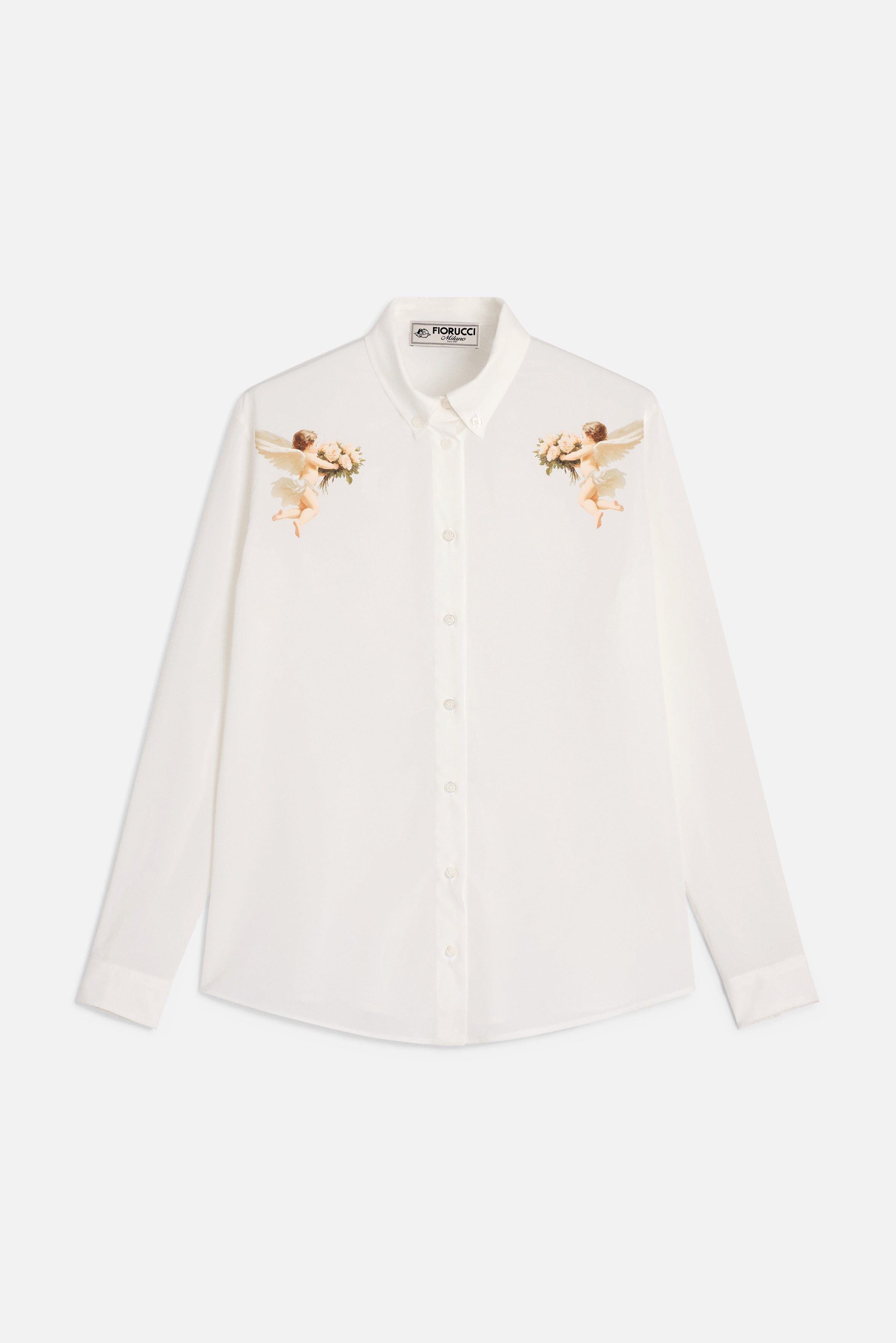 Bouquet Cupid Crepe de Chine Shirt White