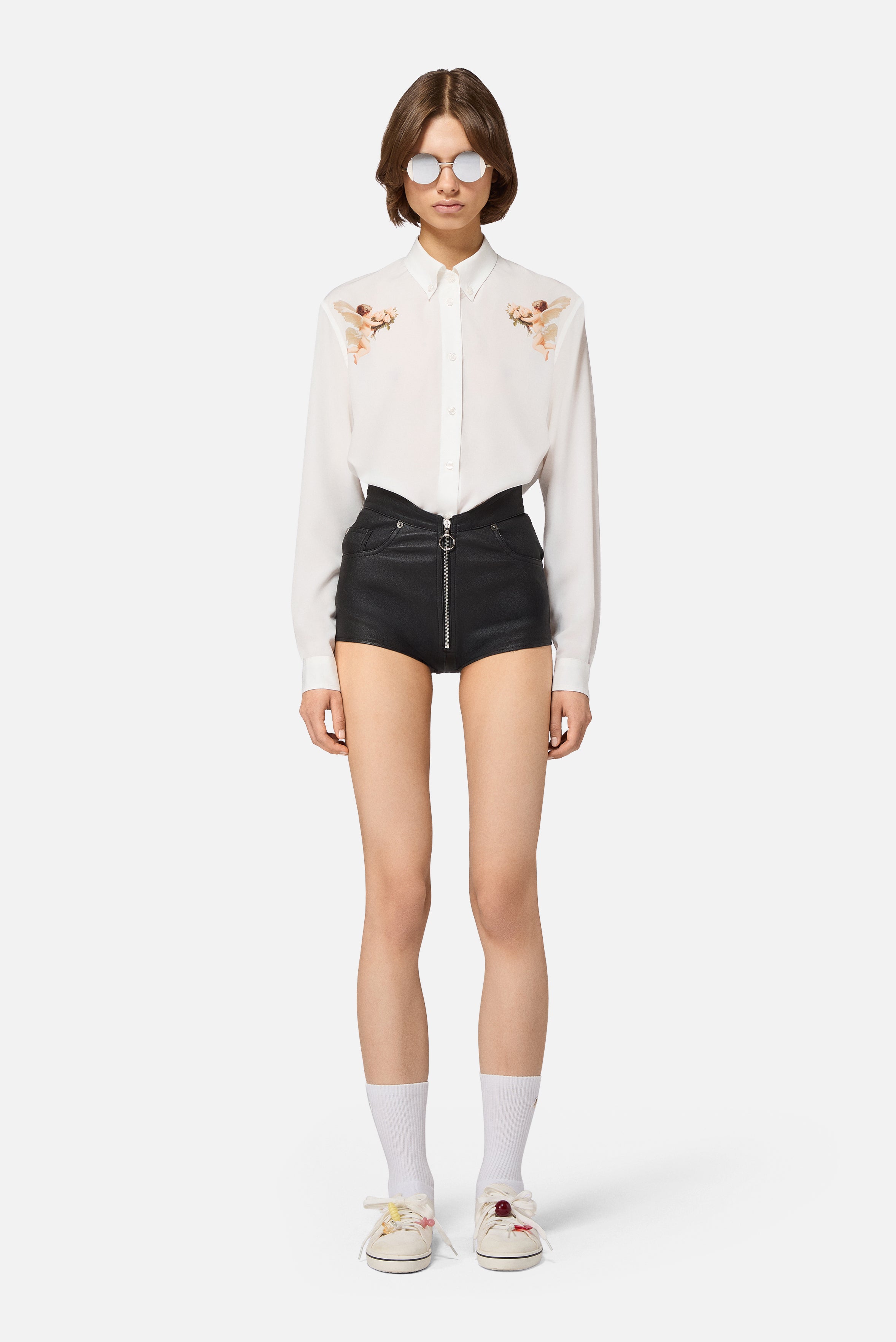 Bouquet Cupid Crepe de Chine Shirt White