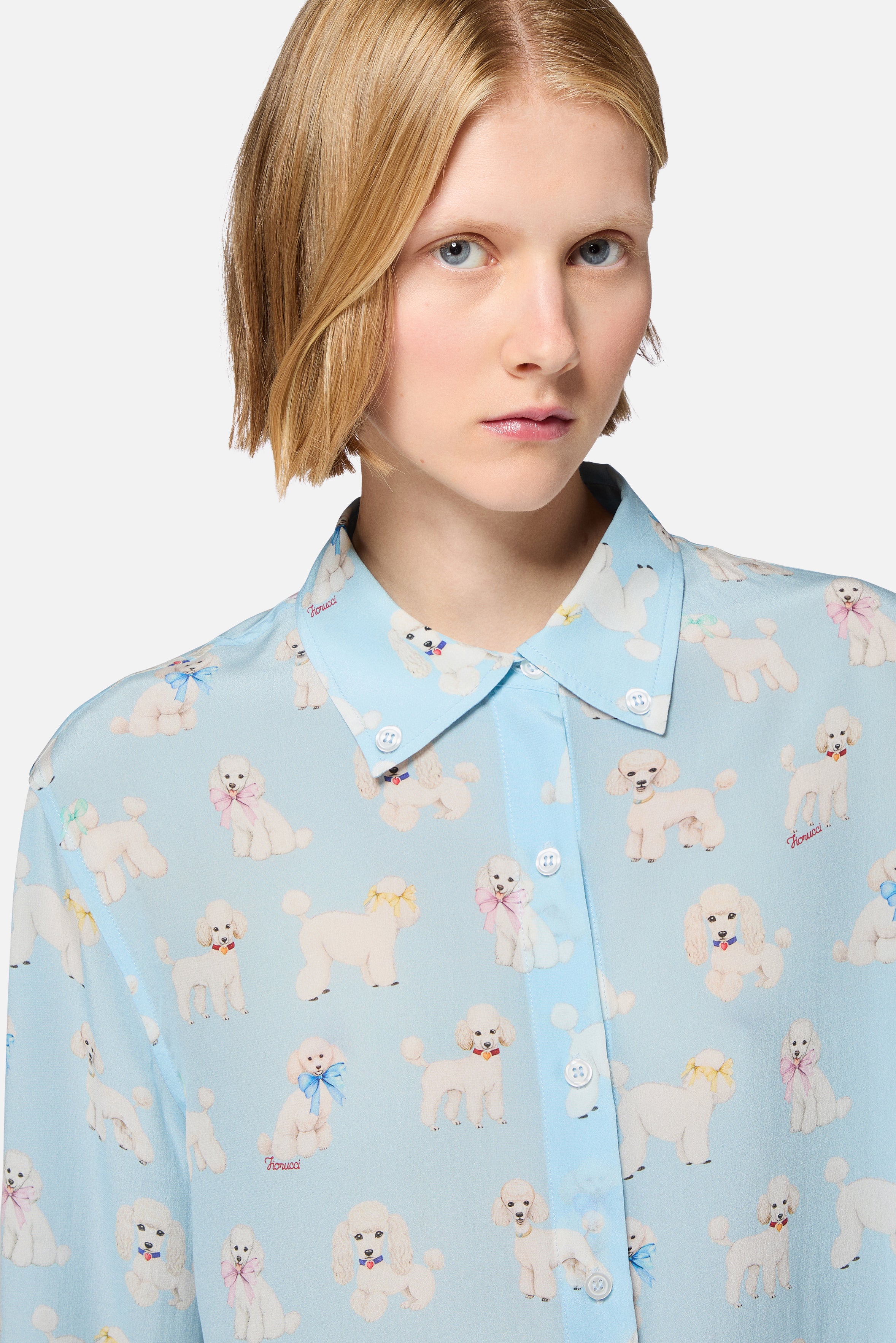 Poodle Print Shirt Light Blue