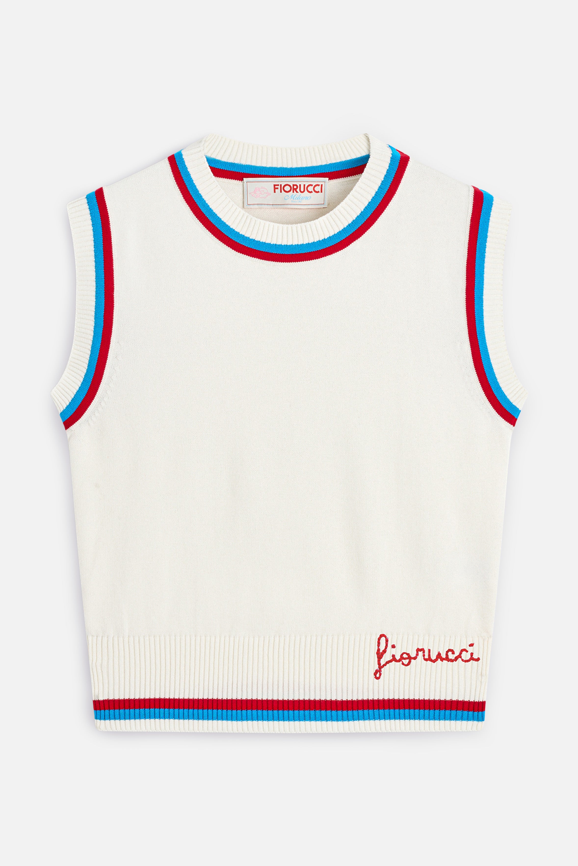 Contrast Trims Knit Tank Top White