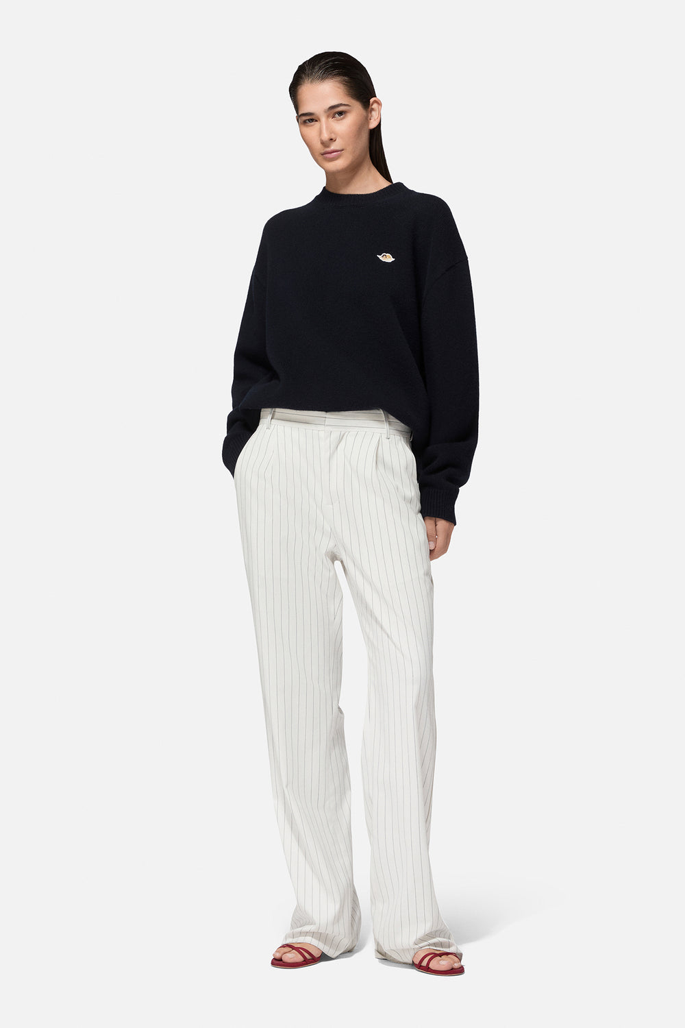 Pinstripe High Waist Trousers