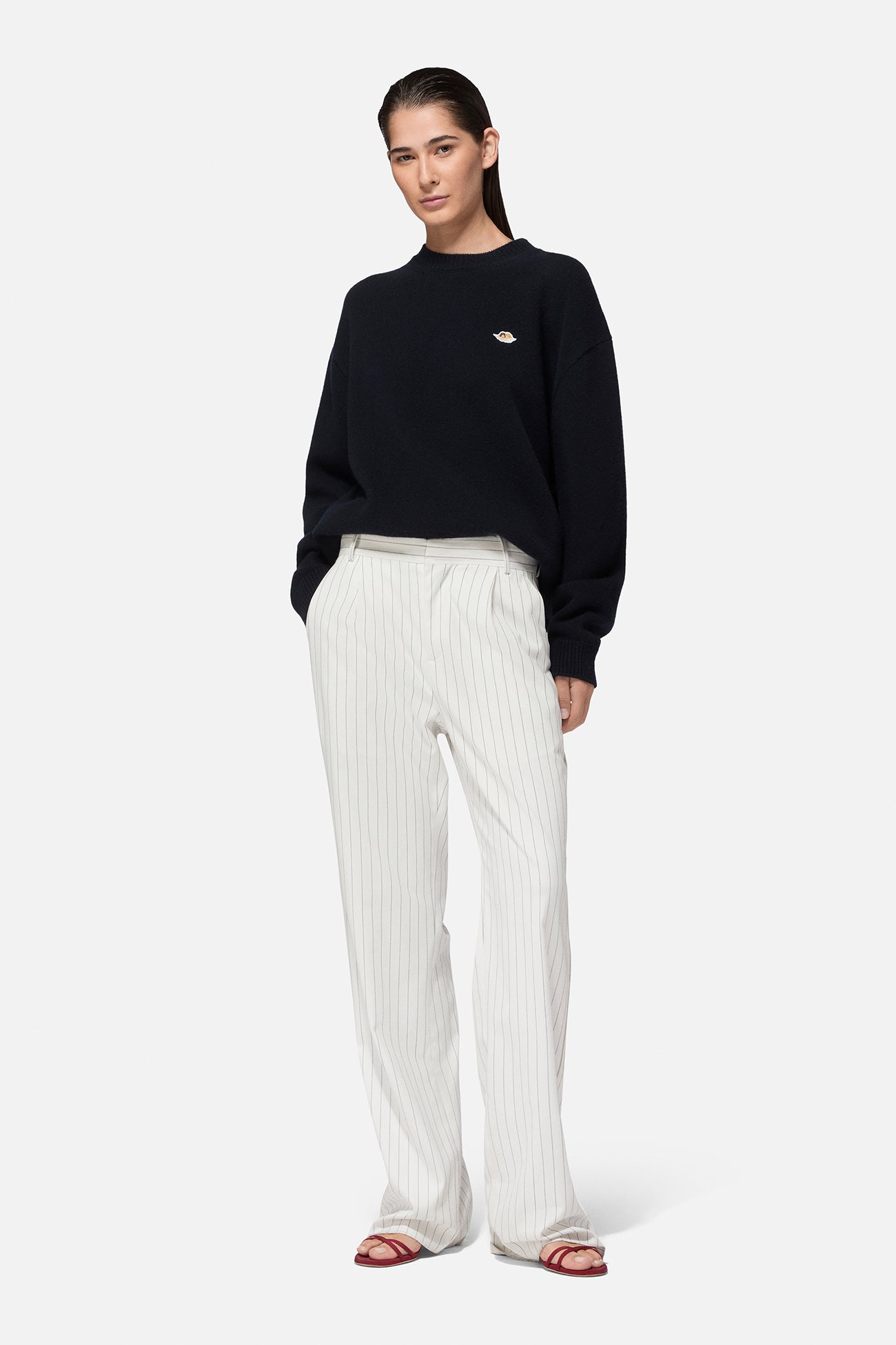 Pinstripe High Waist Trousers