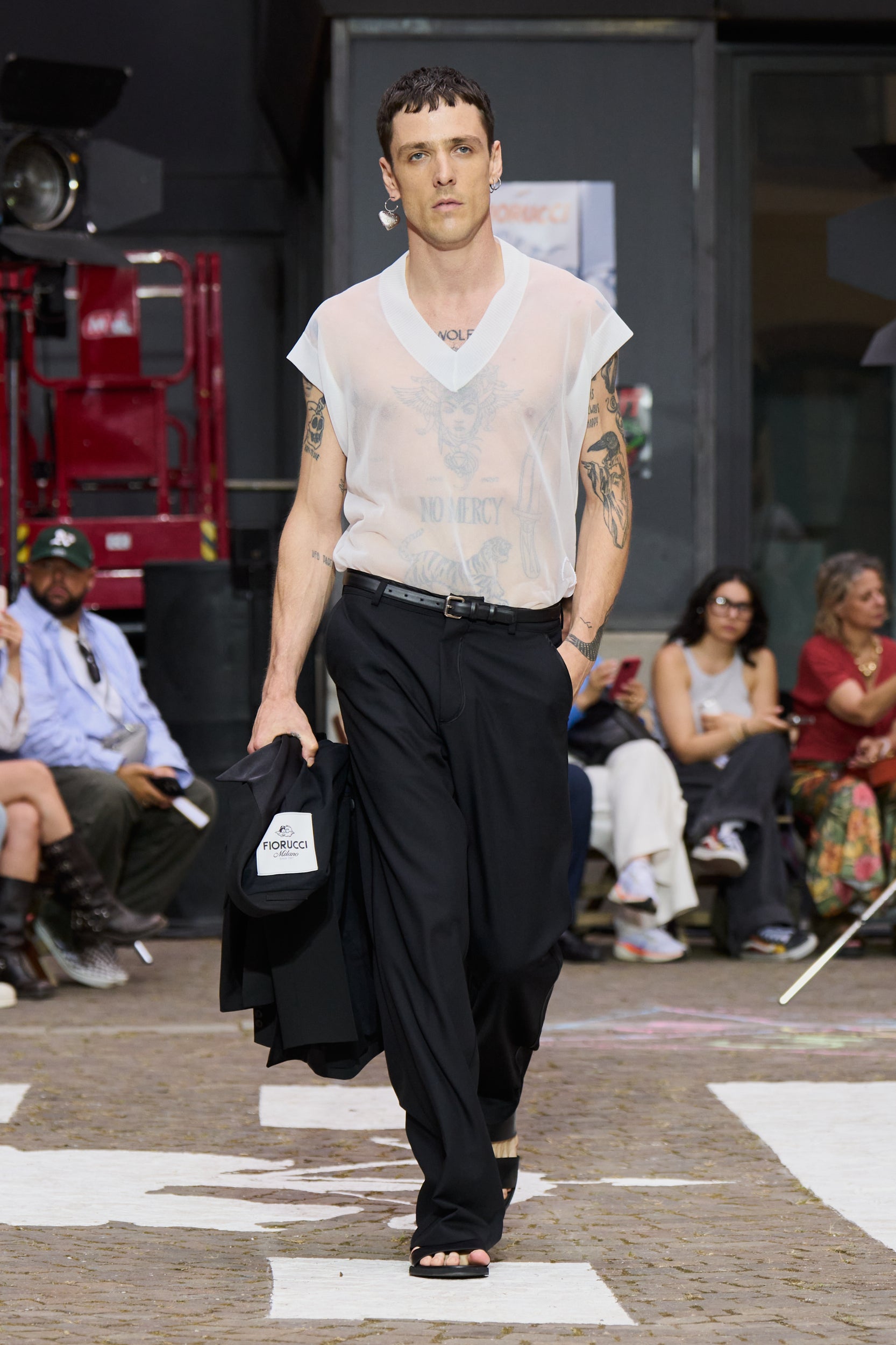 Heart Button Satin Trims Trousers Black