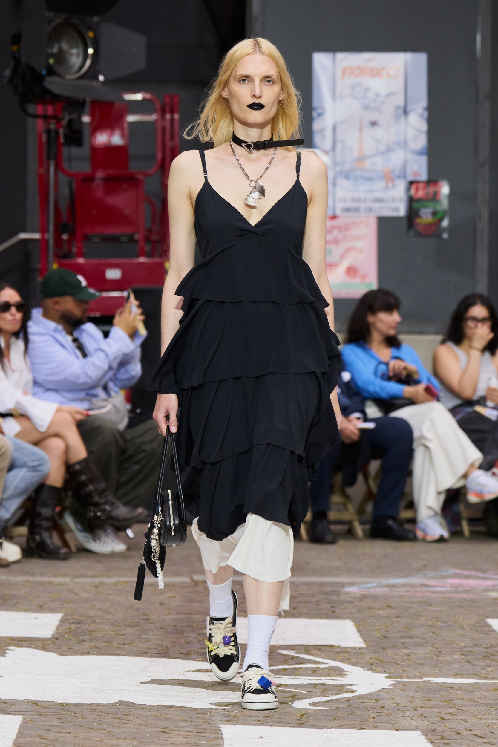 Ruffled Midi Dress Black