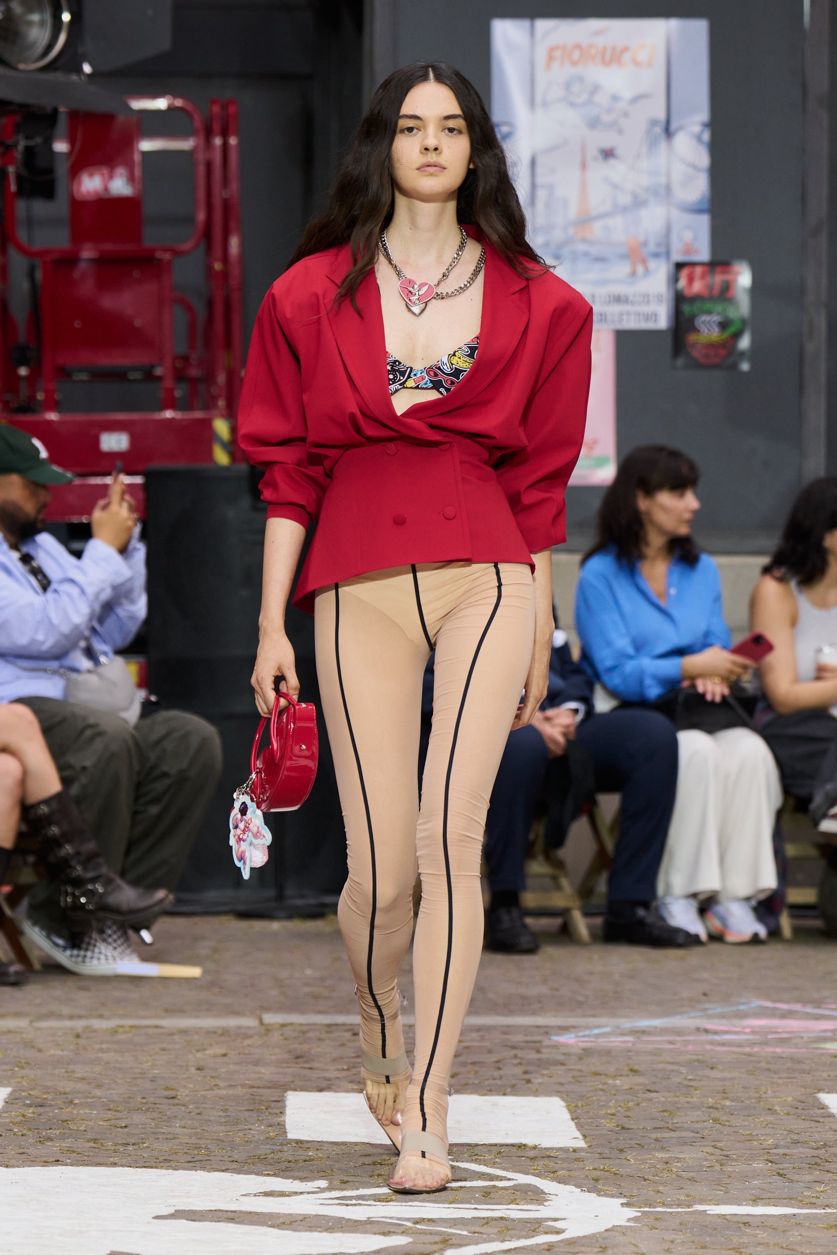 Puff Sleeve Cropped Blazer Red