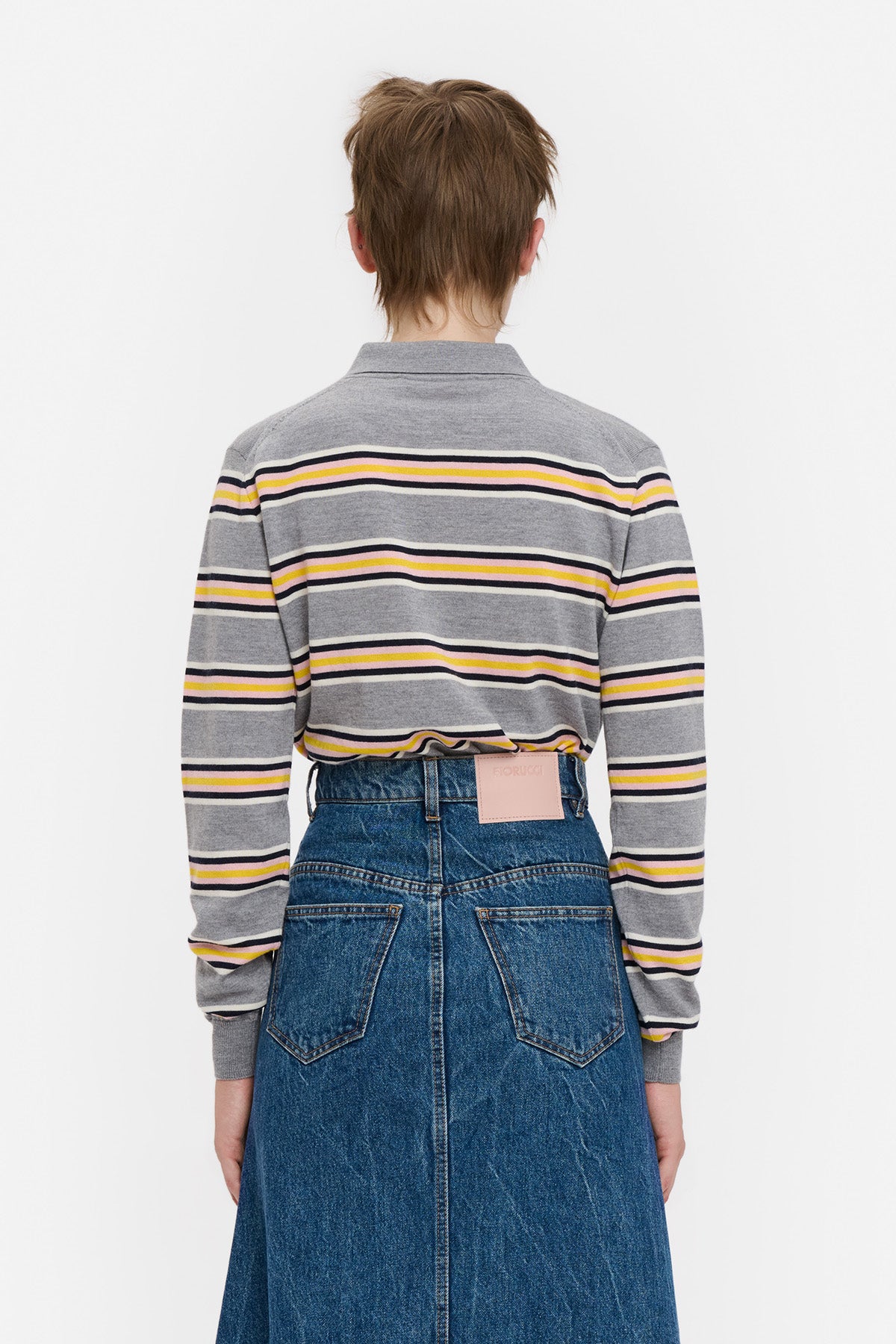 Striped Angels Patch Polo Sweater