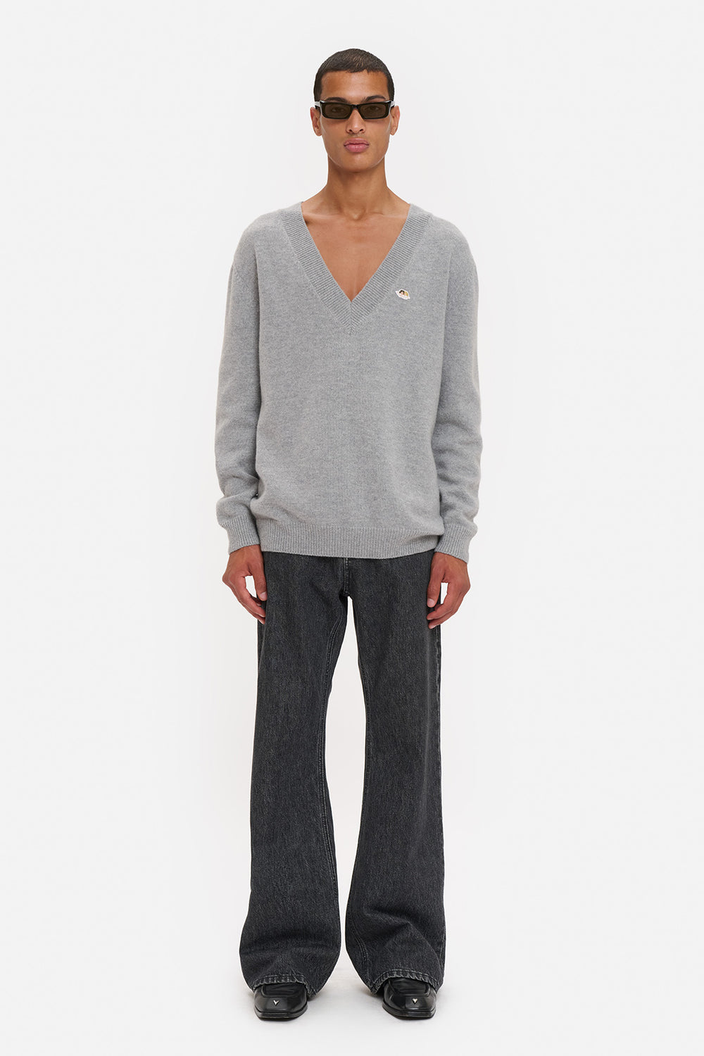 Maglione a V Patch Angeli