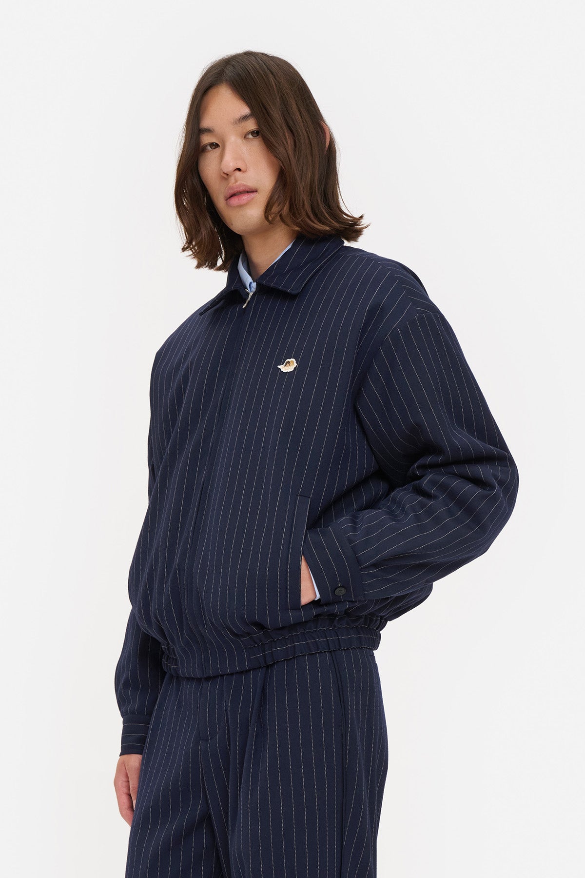 Pinstripe Bomber Jacket
