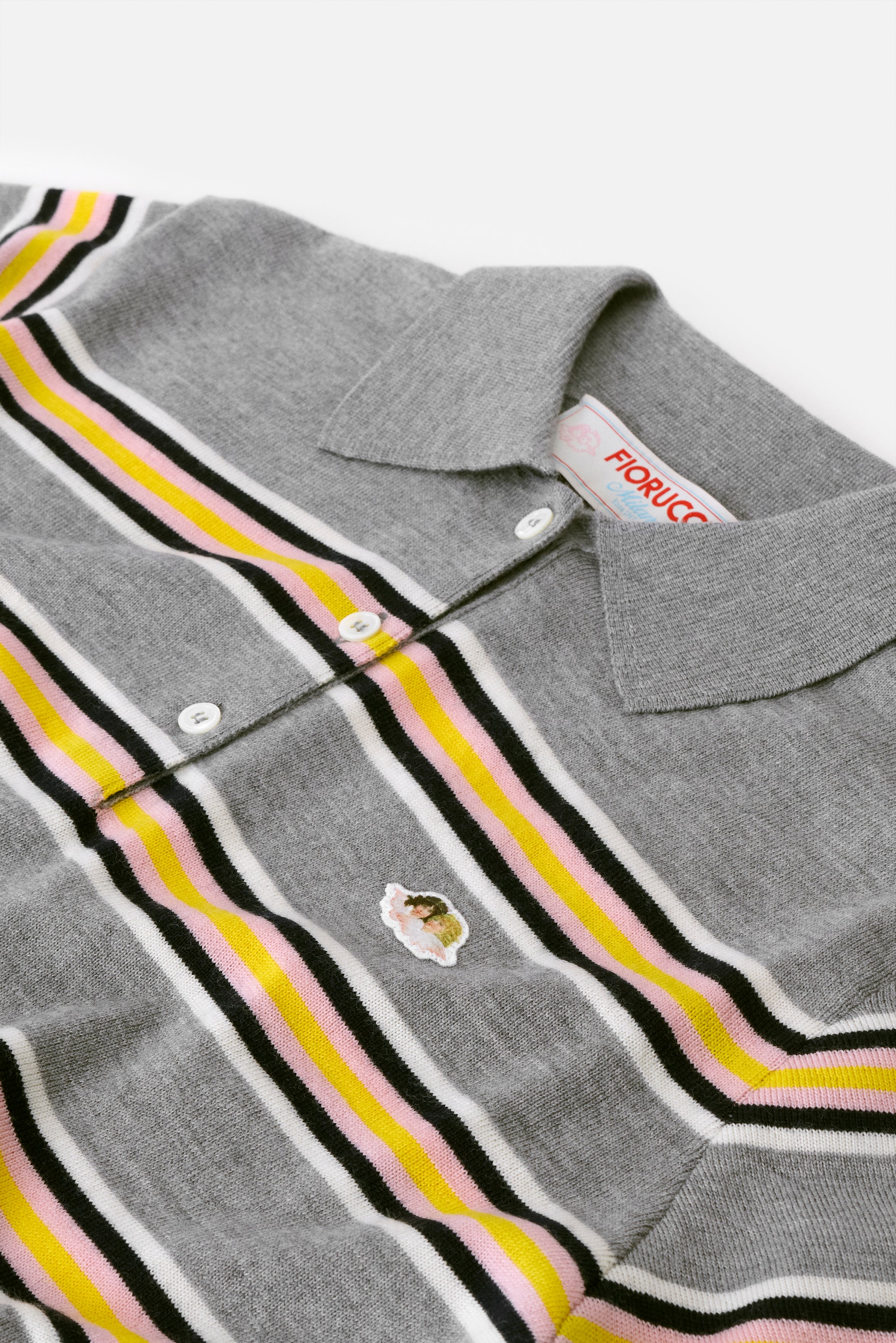 Striped Angels Patch Polo Sweater