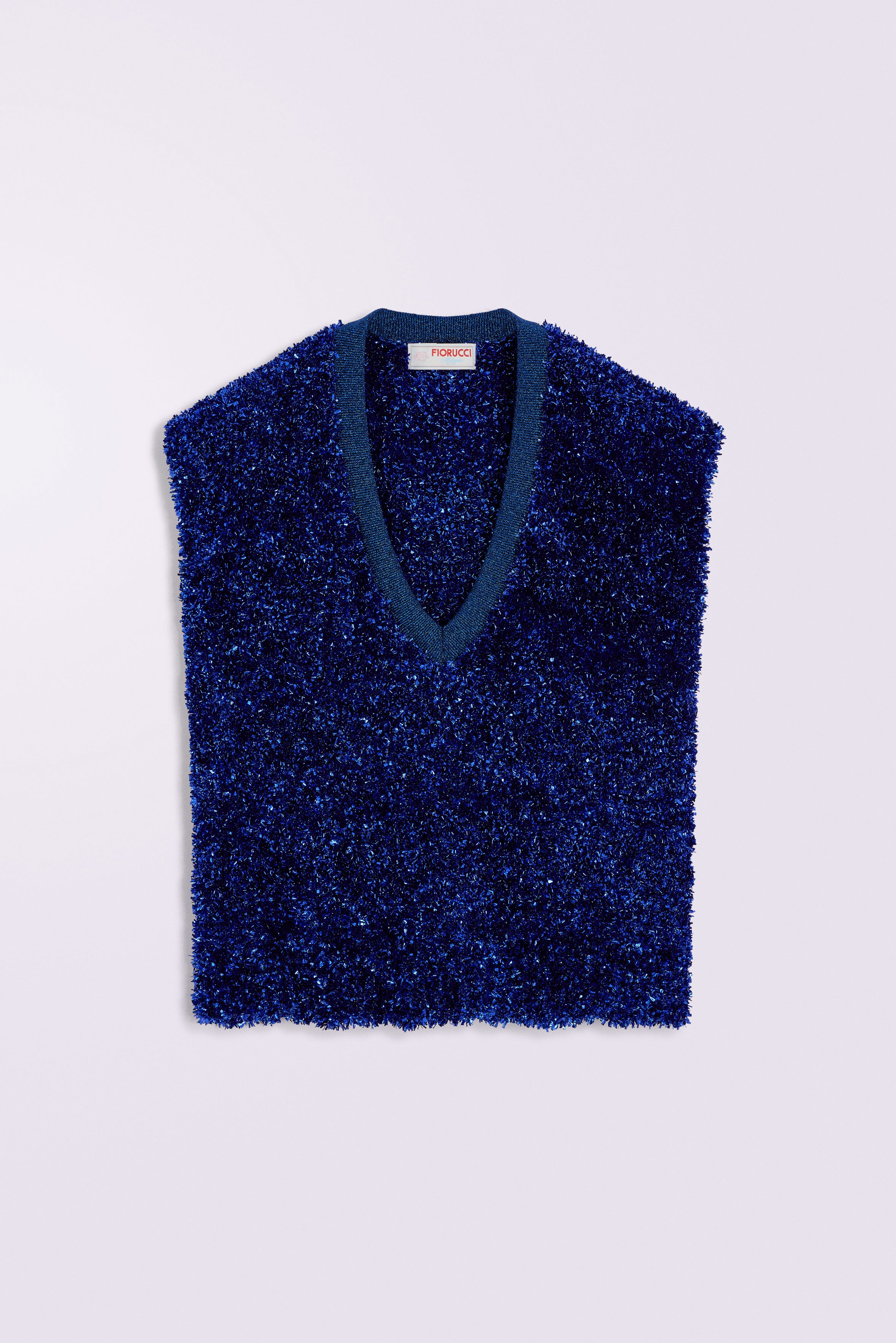 Metallic Knit Vest Blue