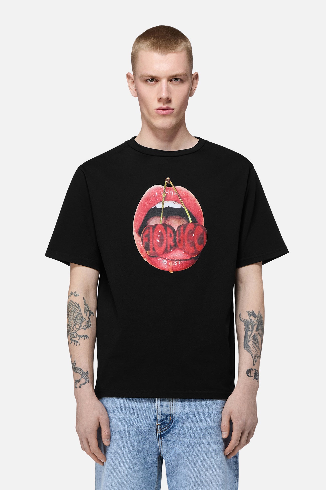 Cherry Mouth Graphic Regular T-Shirt Black