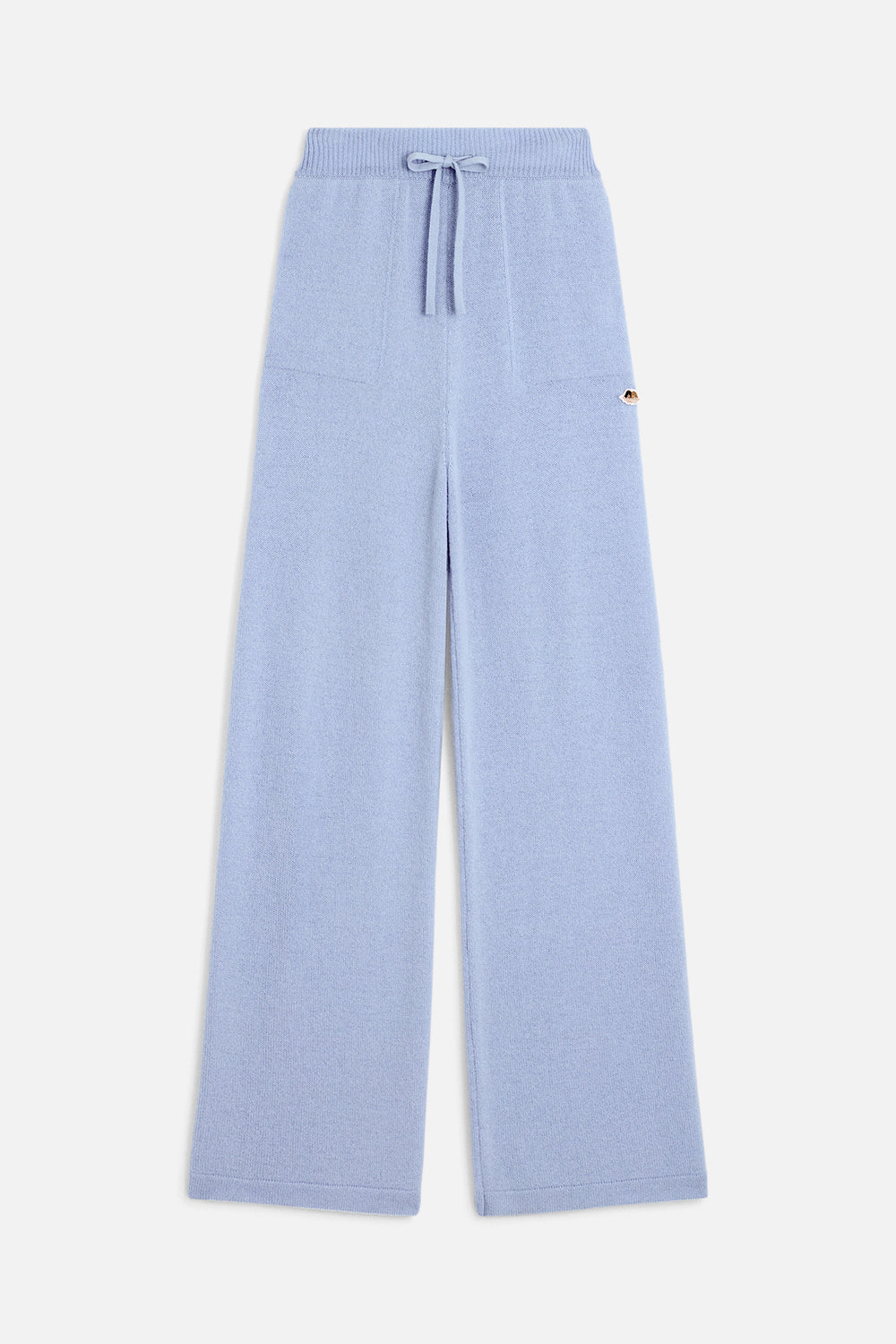 Angels Patch Knit Trousers Light Blue