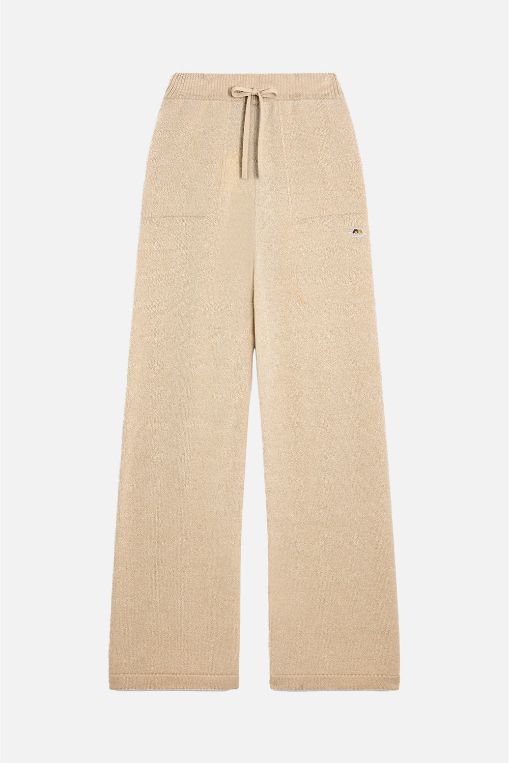 Angels Patch Knit Trousers Beige