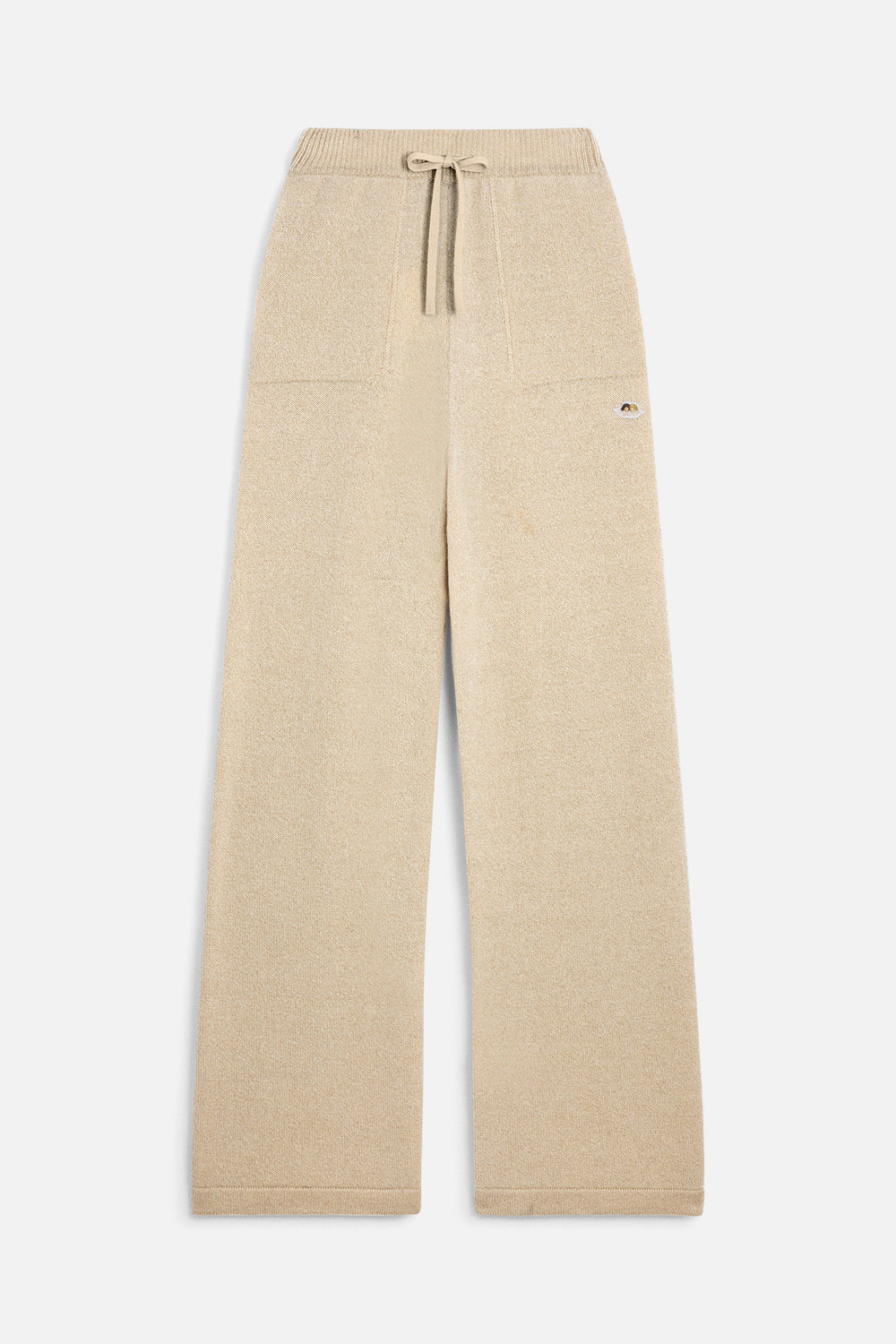Angels Patch Knit Trousers Beige