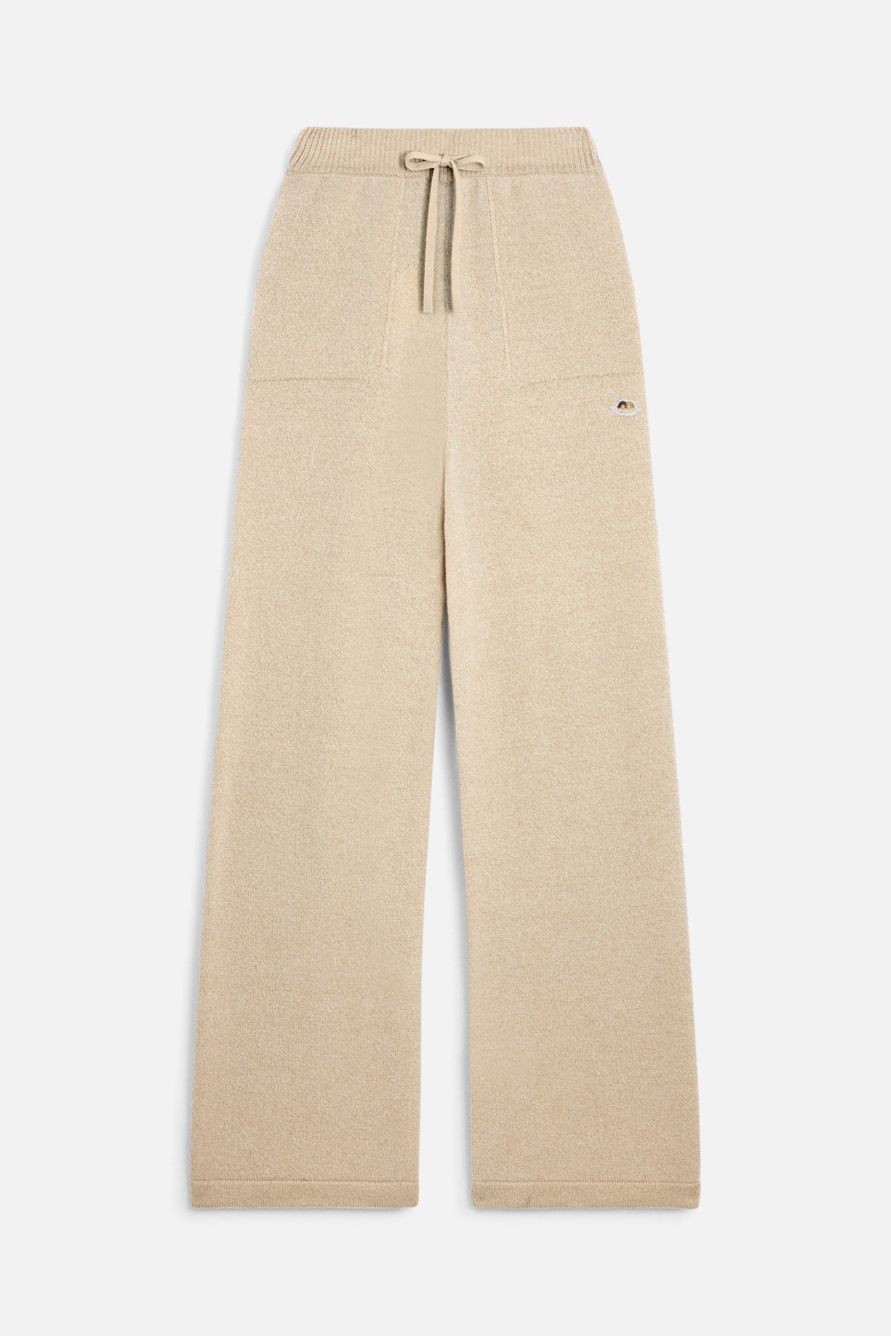 Angels Patch Knit Trousers Beige