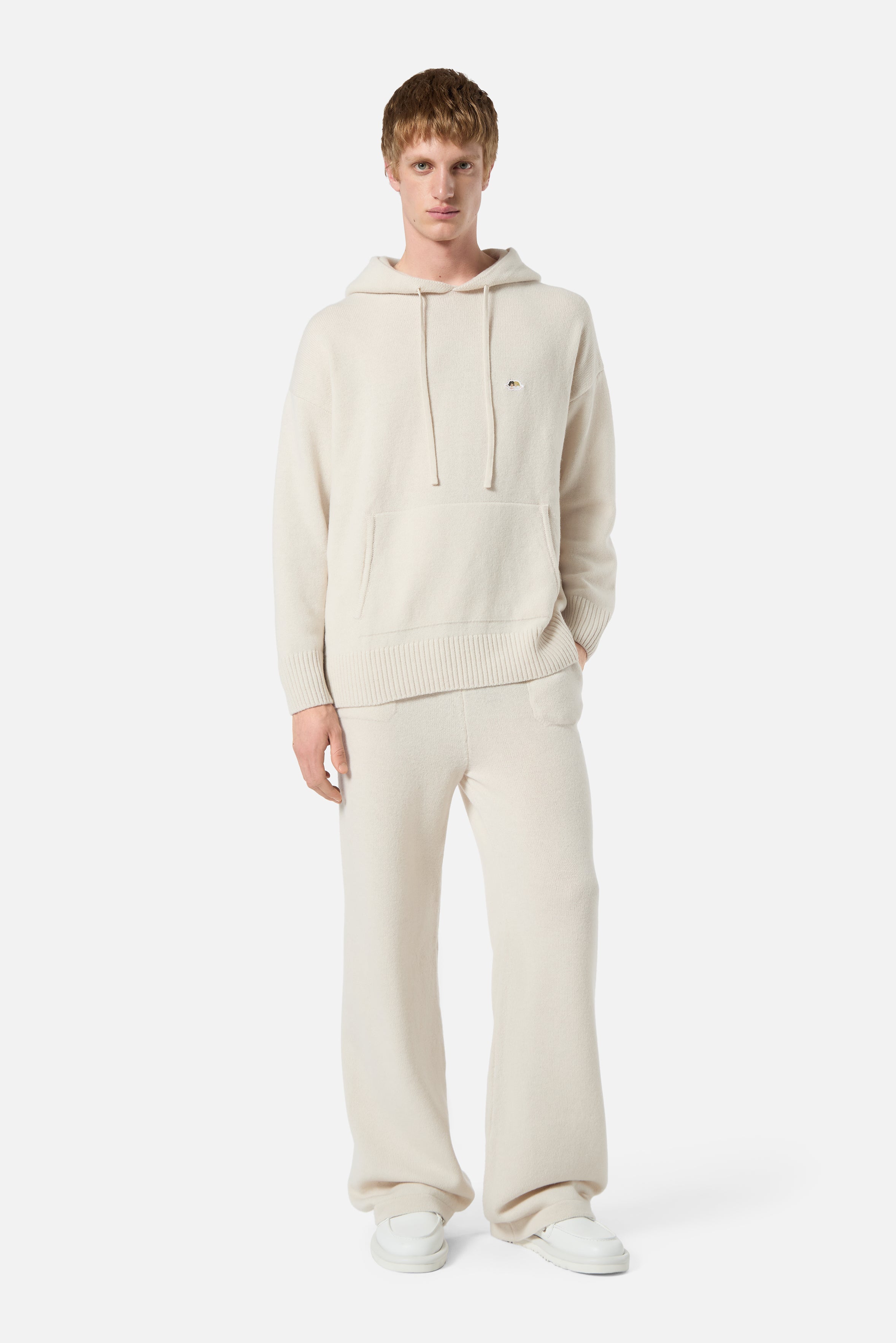 Angels Patch Knit Trousers Beige