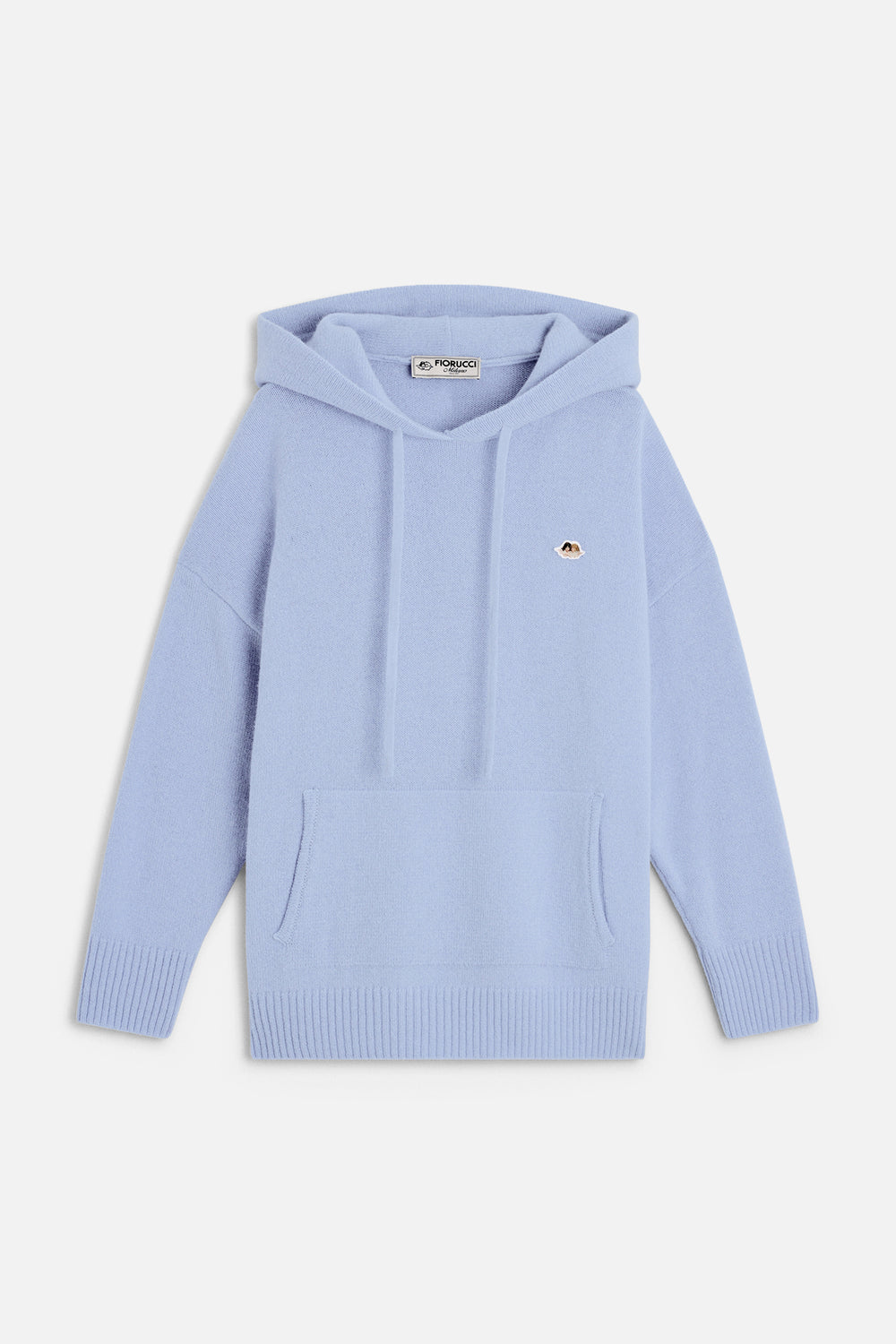Angels Patch Knit Hoodie Light Blue