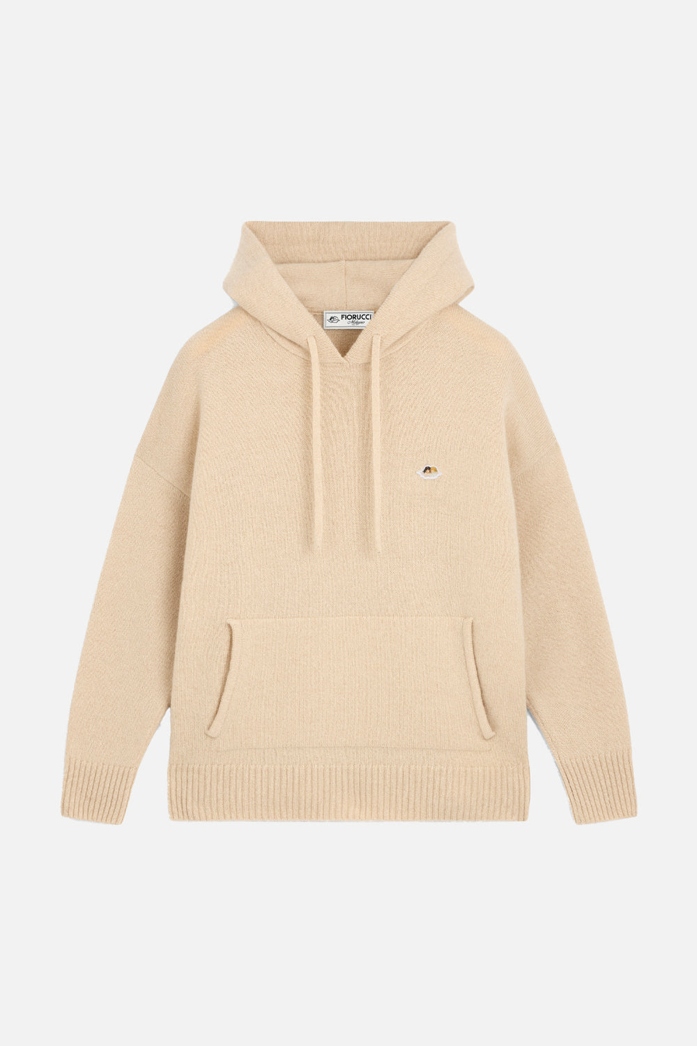 Angels Patch Knit Hoodie Beige