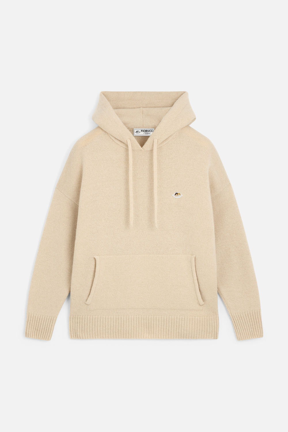 Angels Patch Knit Hoodie Beige