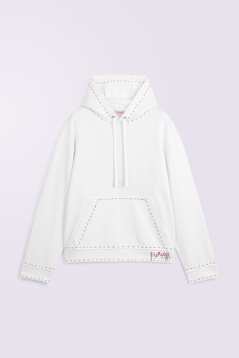 Stitch Logo Relaxed Hoodie White