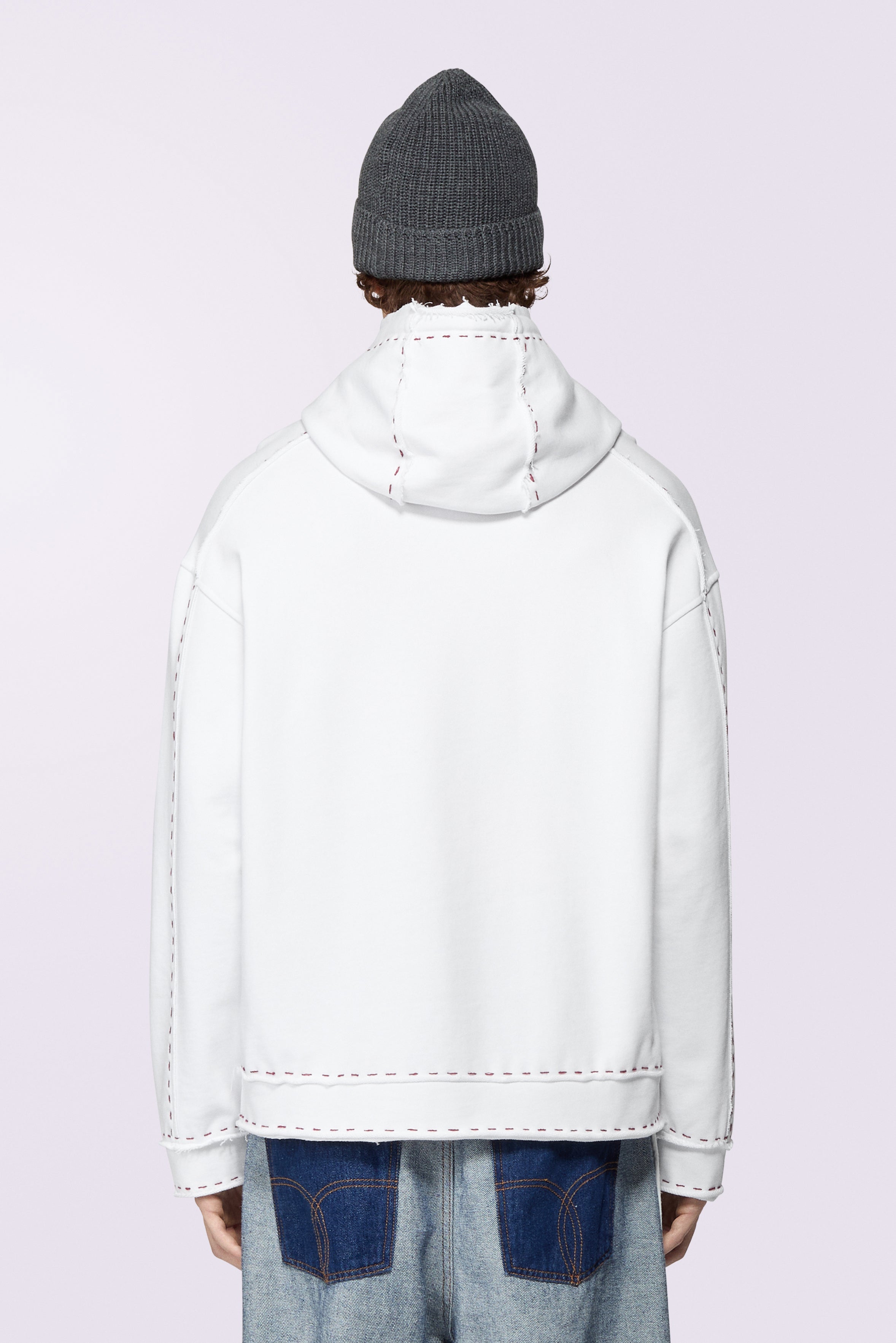 Stitch Logo Relaxed Hoodie White