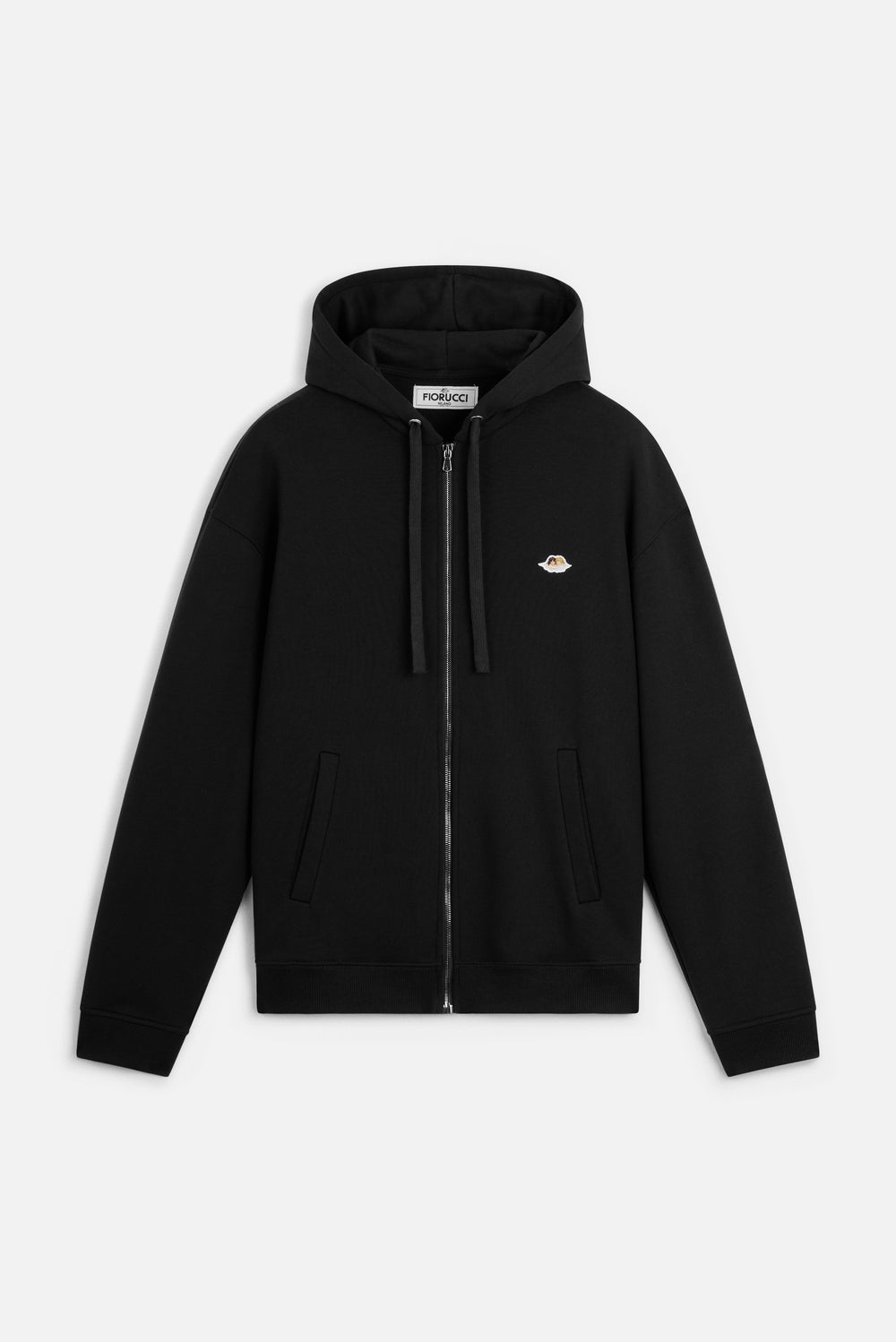 Angels Patch Zip-Up Regular Hoodie Black