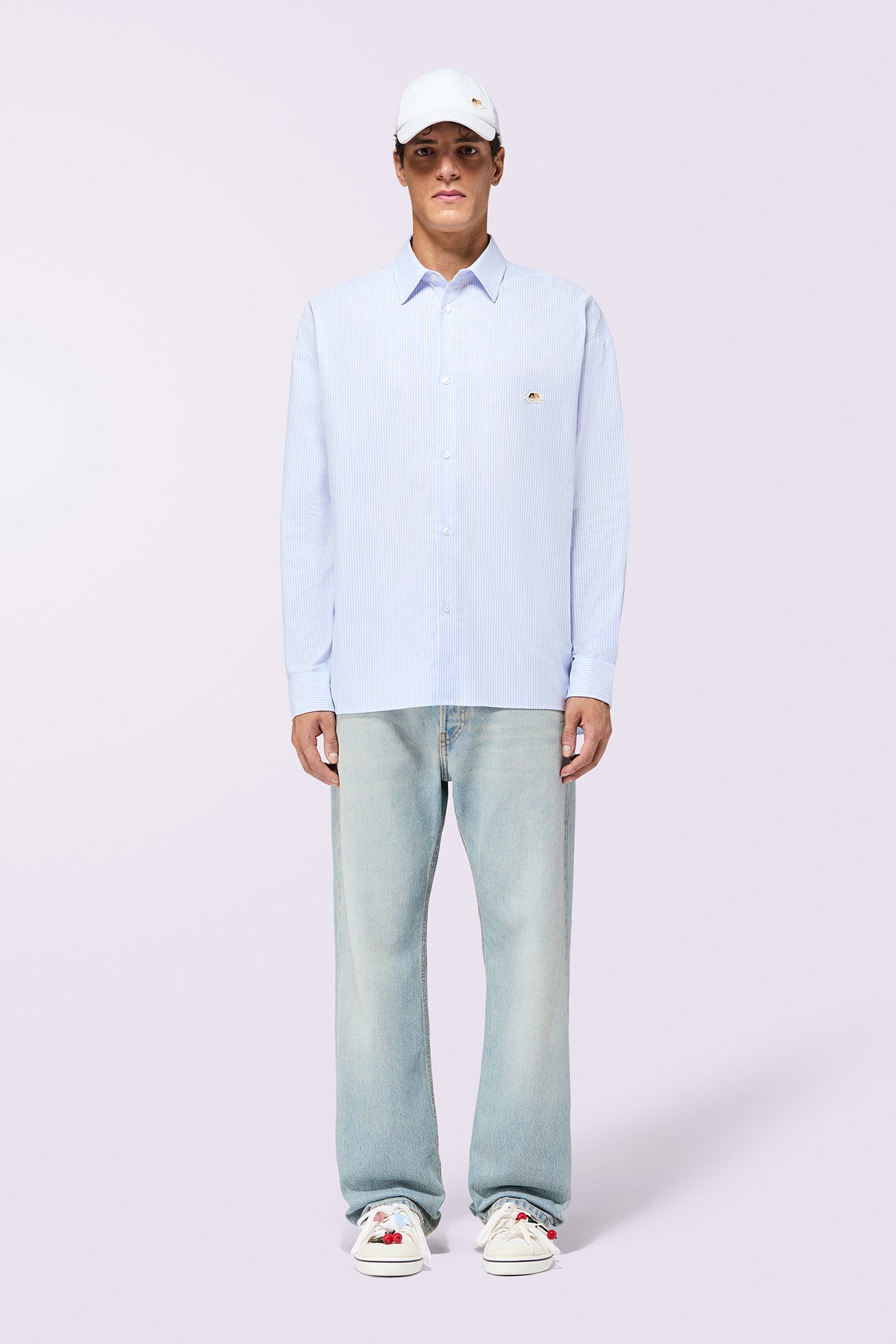 Camicia a Righe Patch Angeli Blu