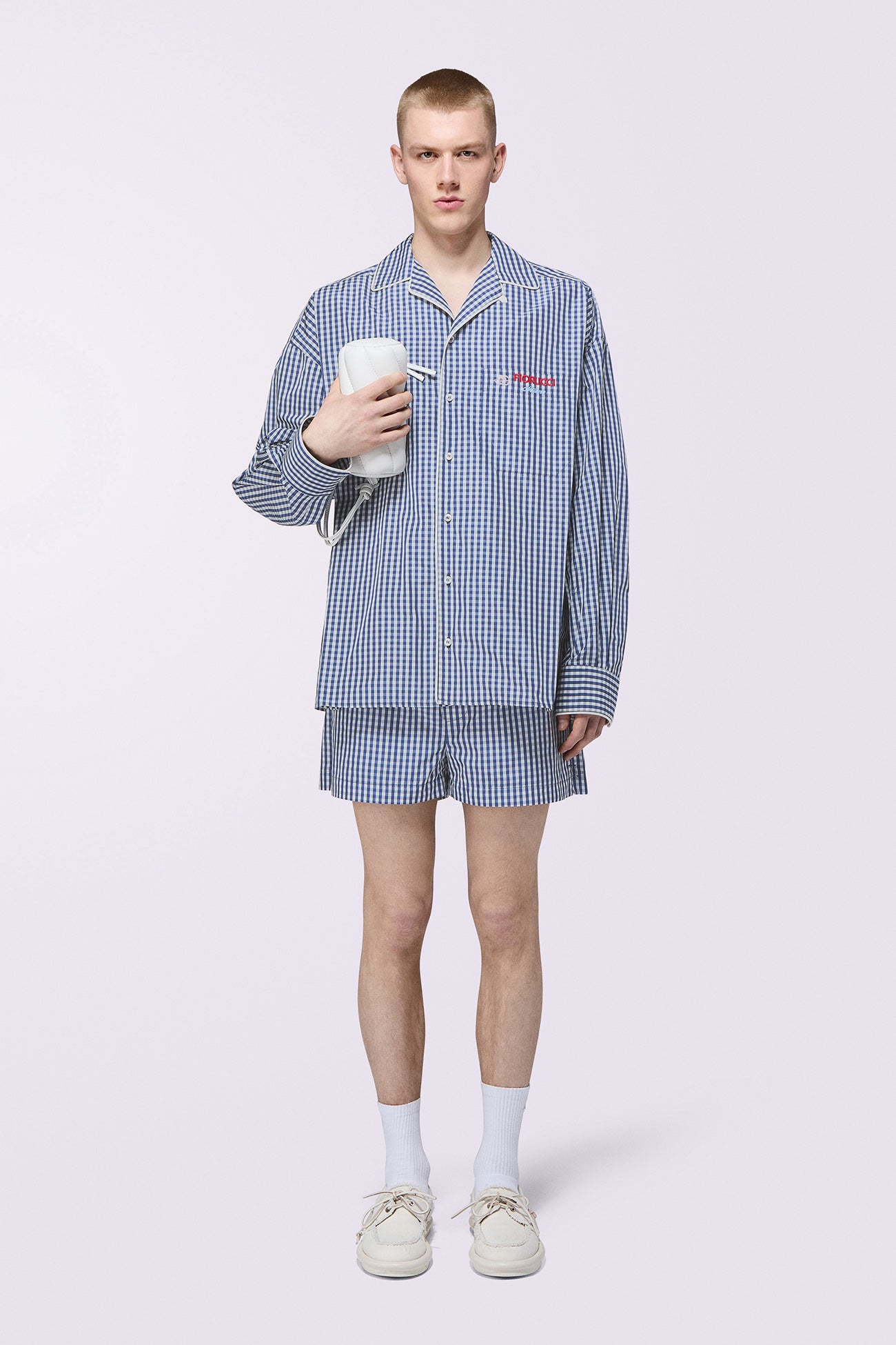 Gingham Logo Shorts Blue