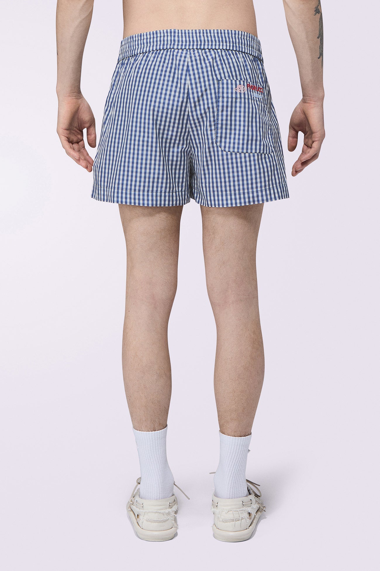 Gingham Logo Shorts Blue