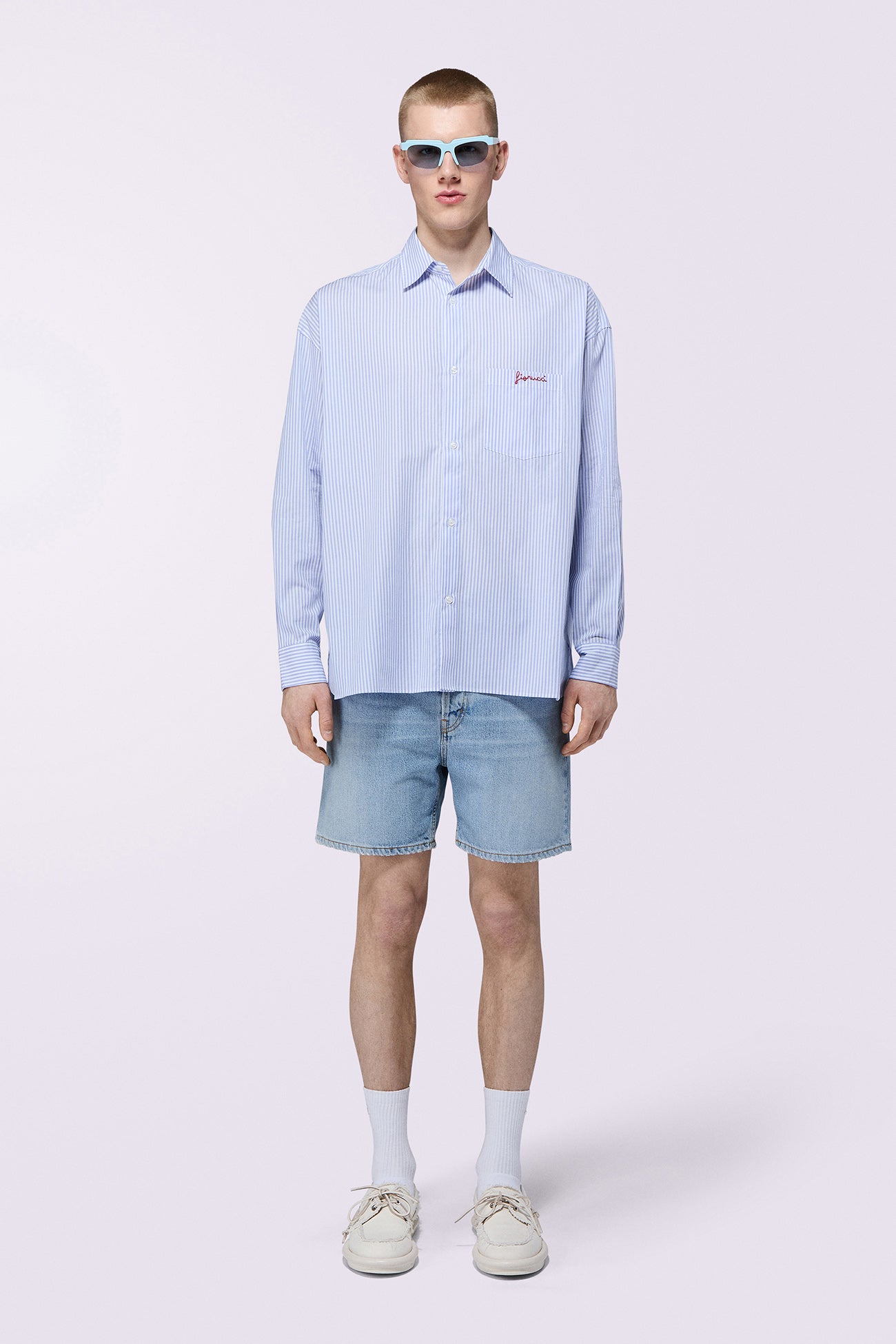 Logo Stripe Shirt Blue