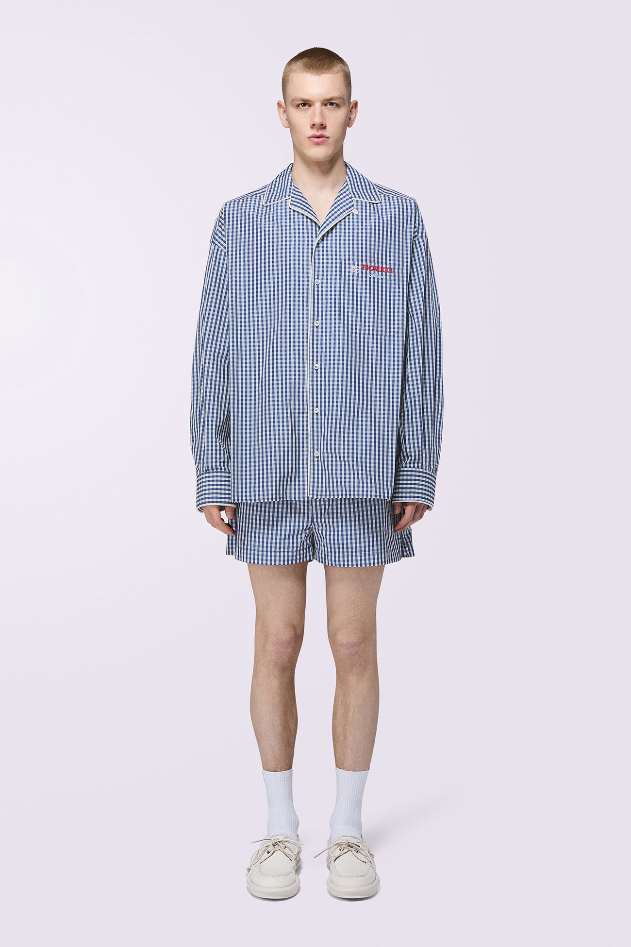 Gingham Logo Shirt Blue