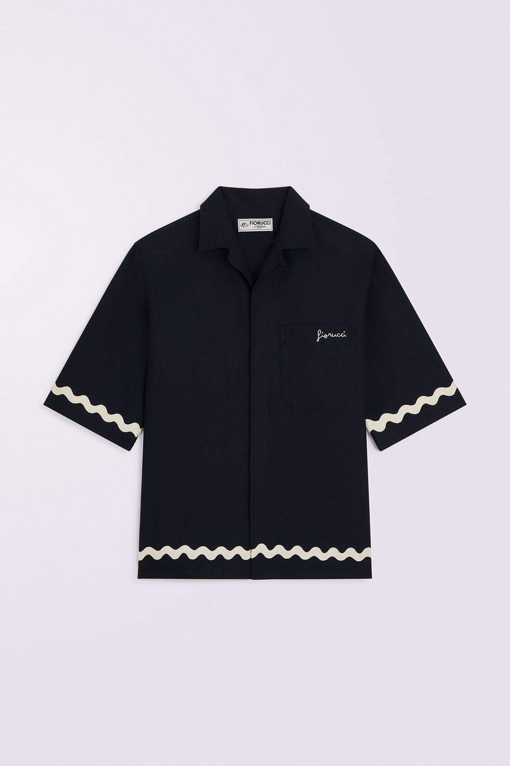 Embroidered Bowling Shirt Navy