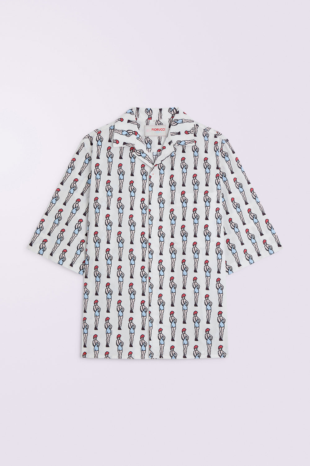 Pin Up Print Bowling Shirt White