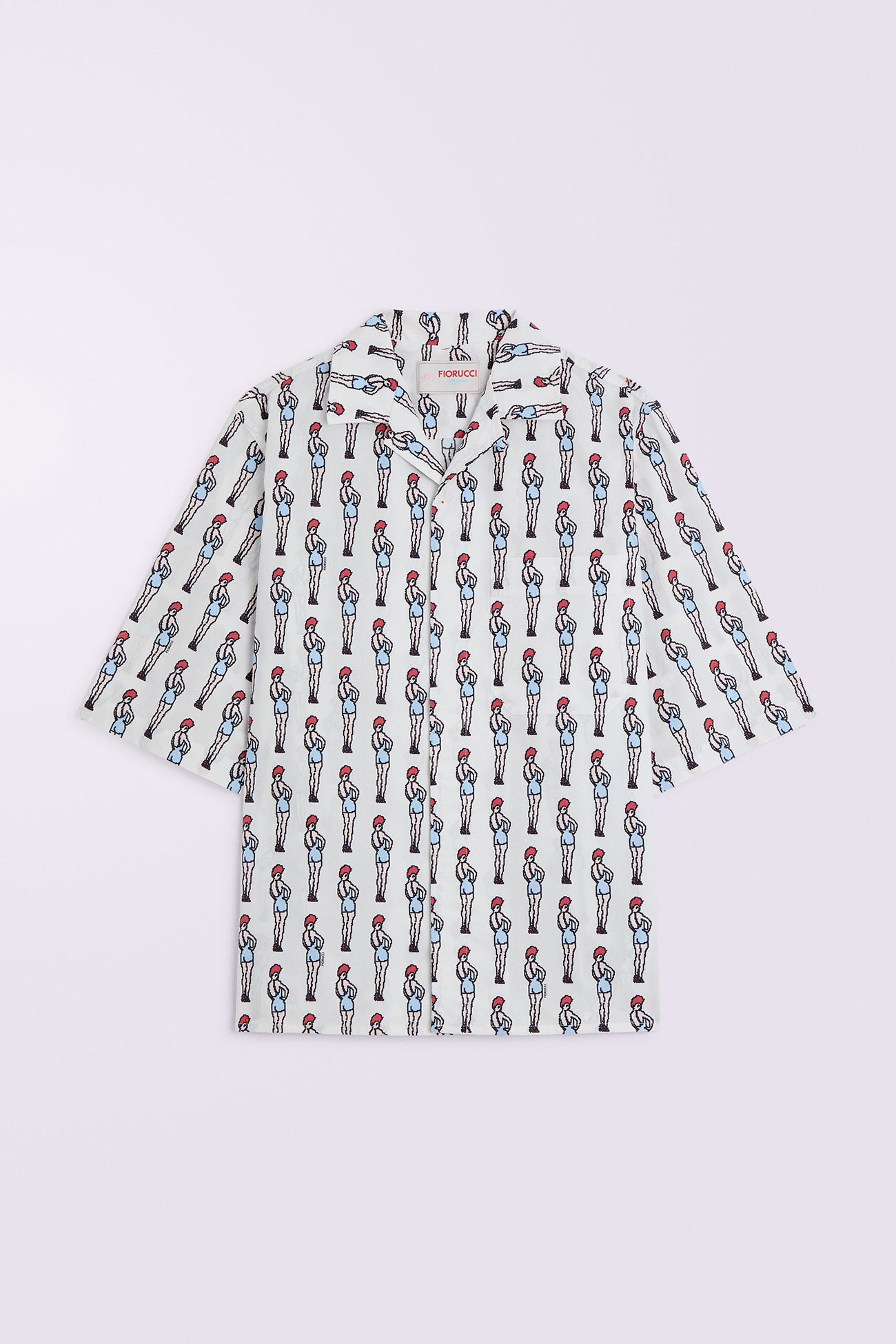 Pin Up Print Bowling Shirt White