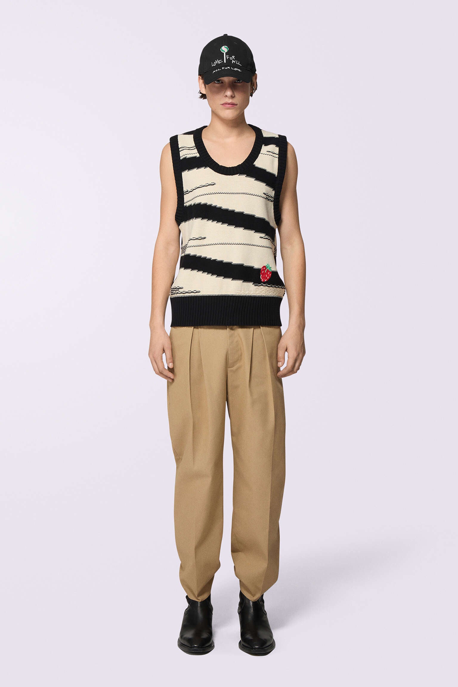 Raspberry Stripe Knit Vest Multi