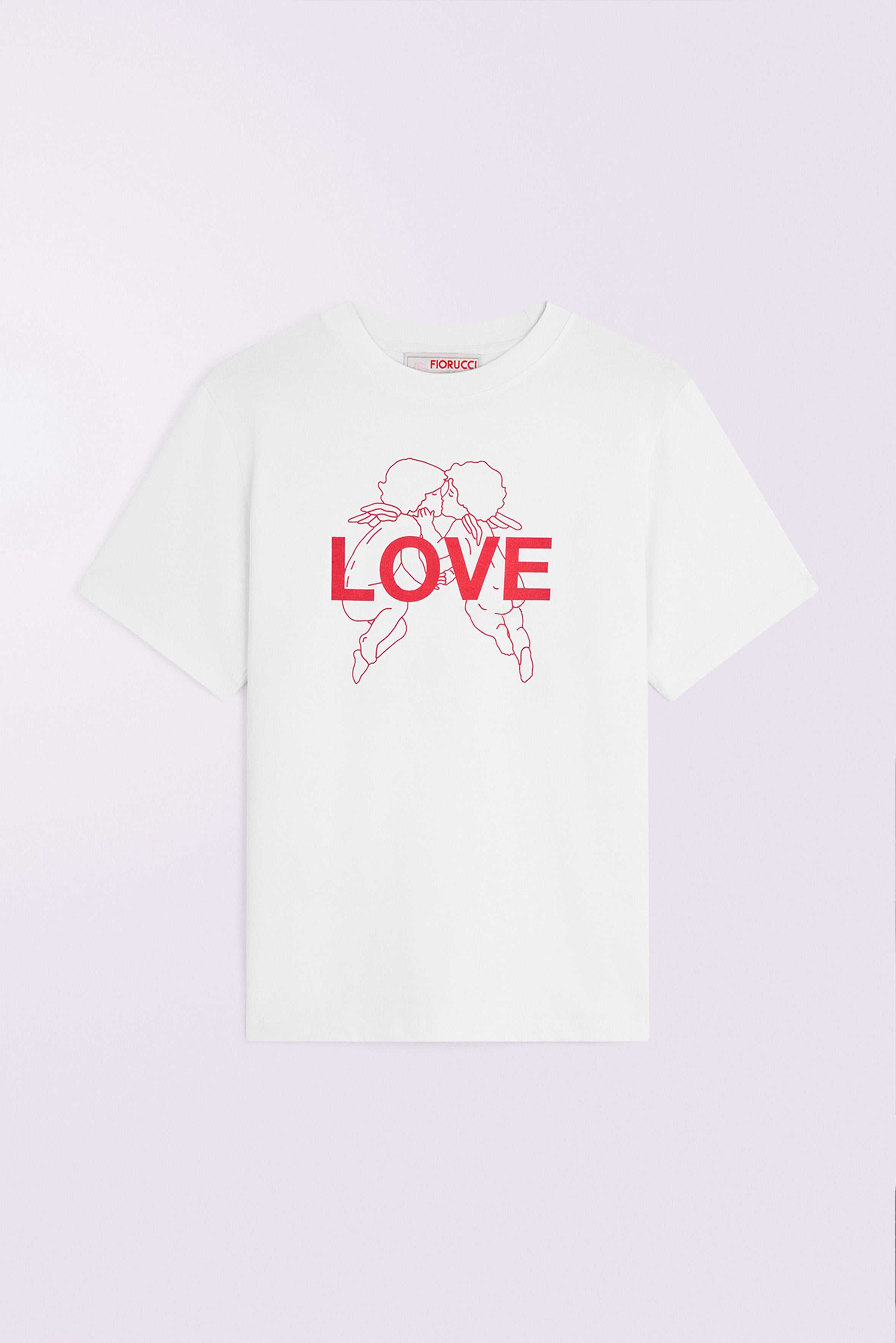 Kissing Angels Love Print Regular T-Shirt White