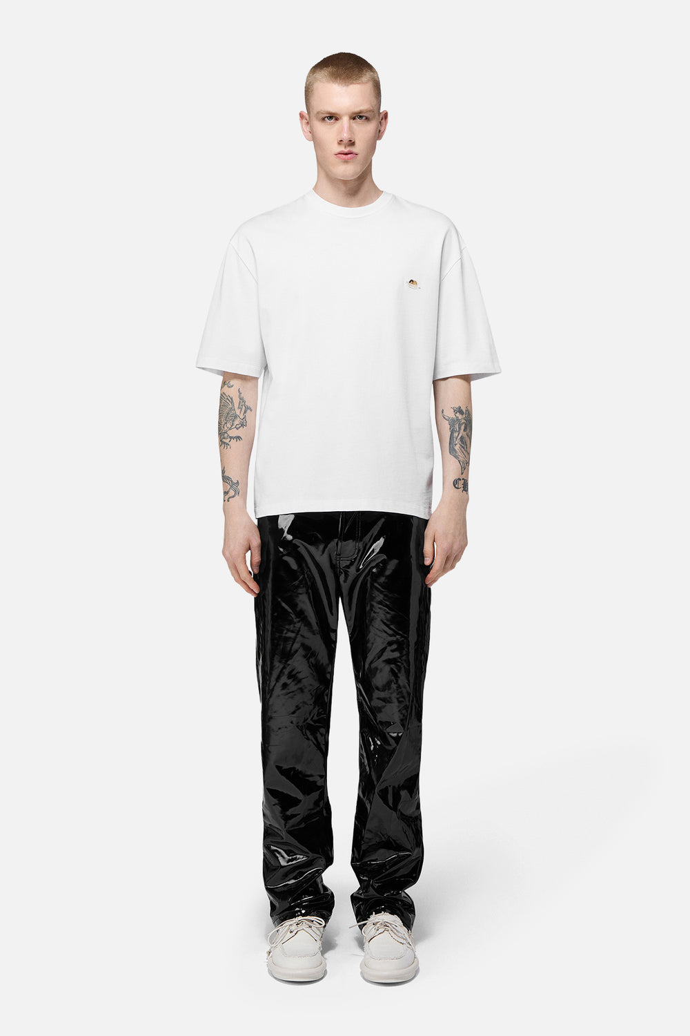 Straight Fit Vinyl Trousers Black