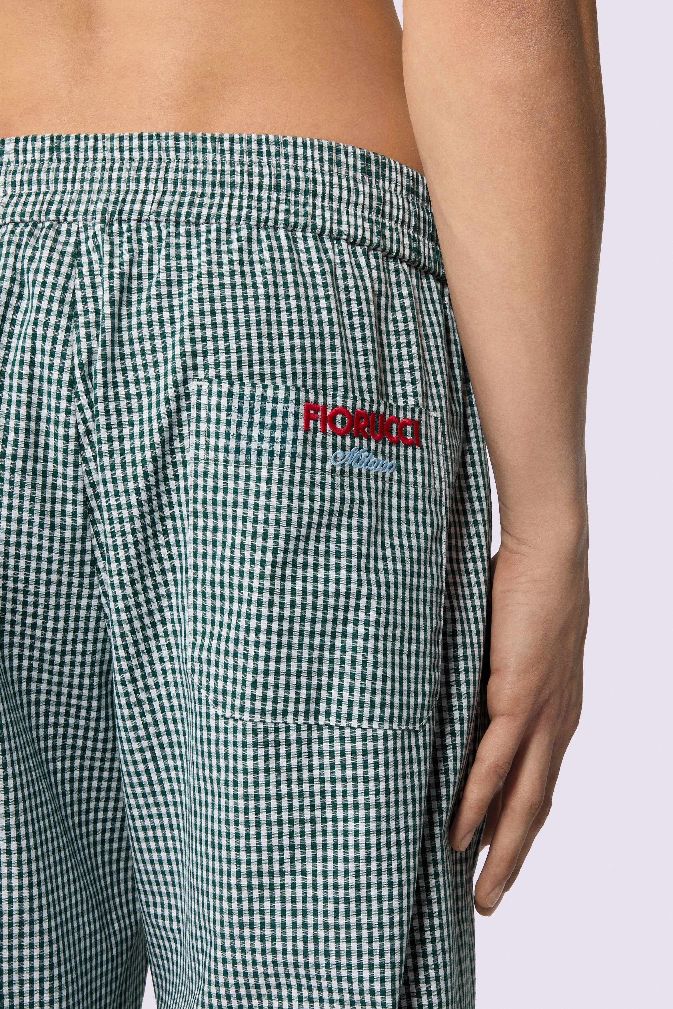 Gingham Logo Trousers Green