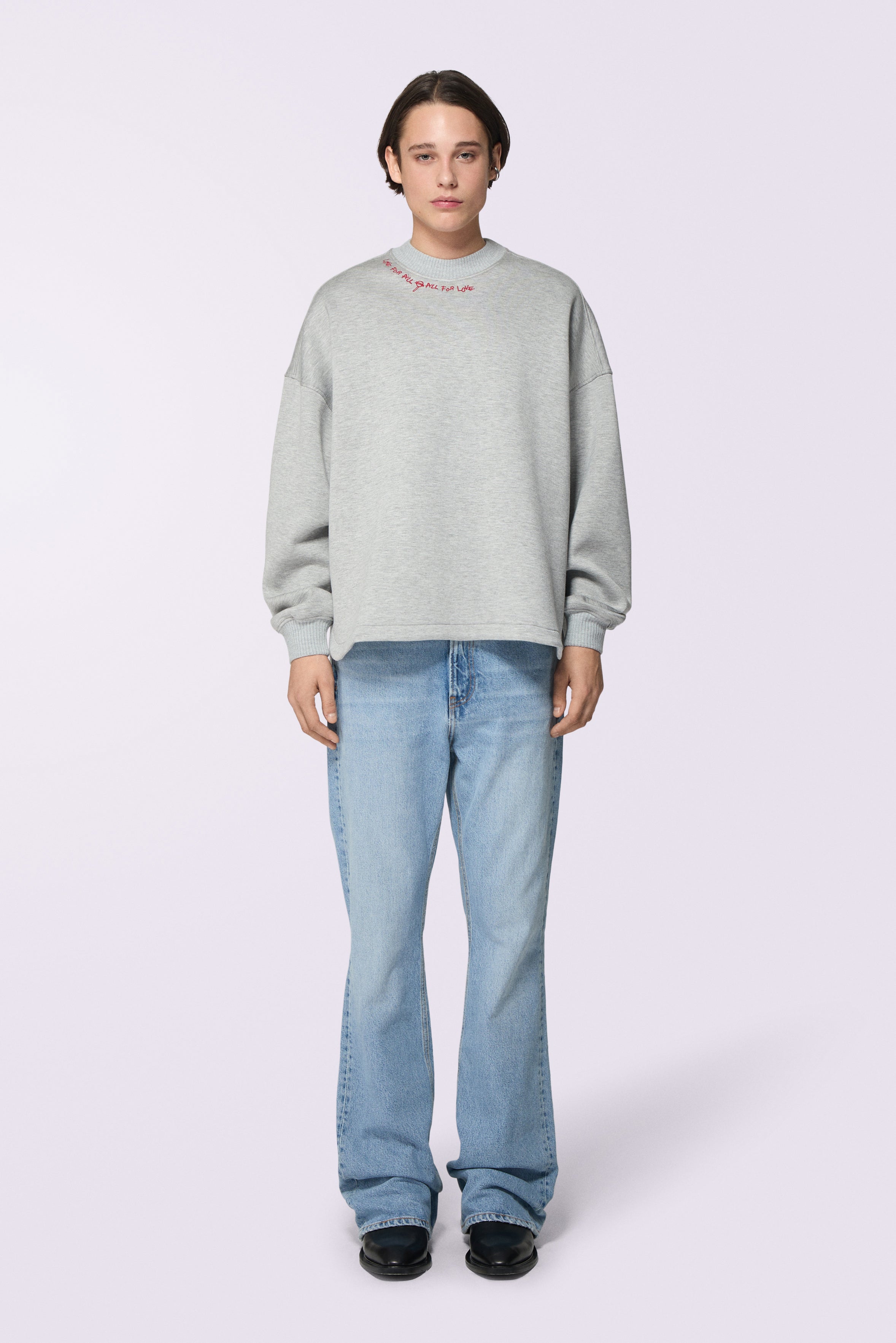 Felpa in Neoprene Ricamata Grigia